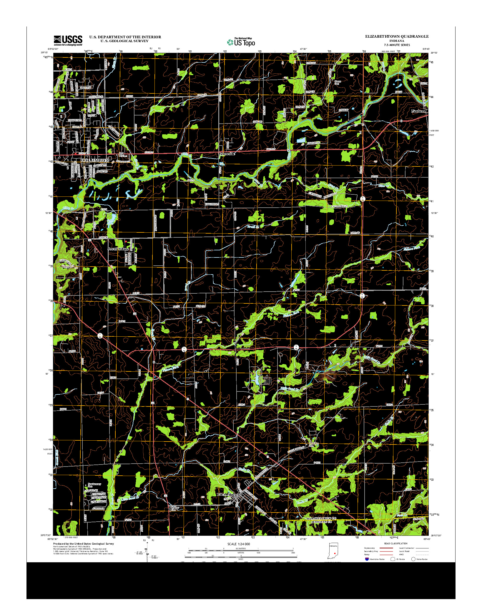 USGS US TOPO 7.5-MINUTE MAP FOR ELIZABETHTOWN, IN 2013