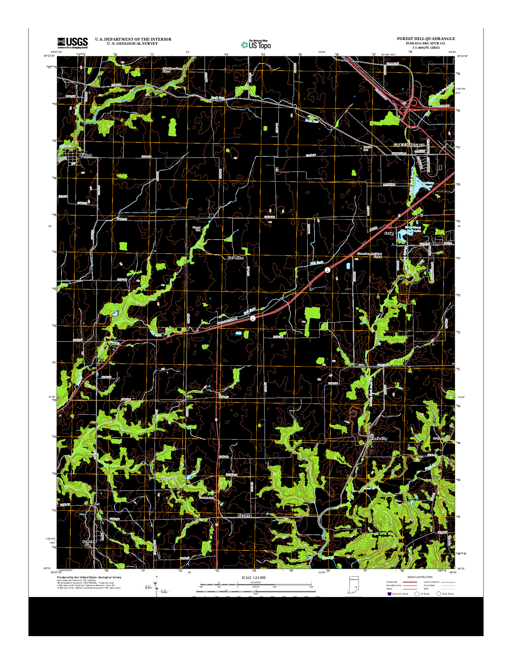 USGS US TOPO 7.5-MINUTE MAP FOR FOREST HILL, IN 2013