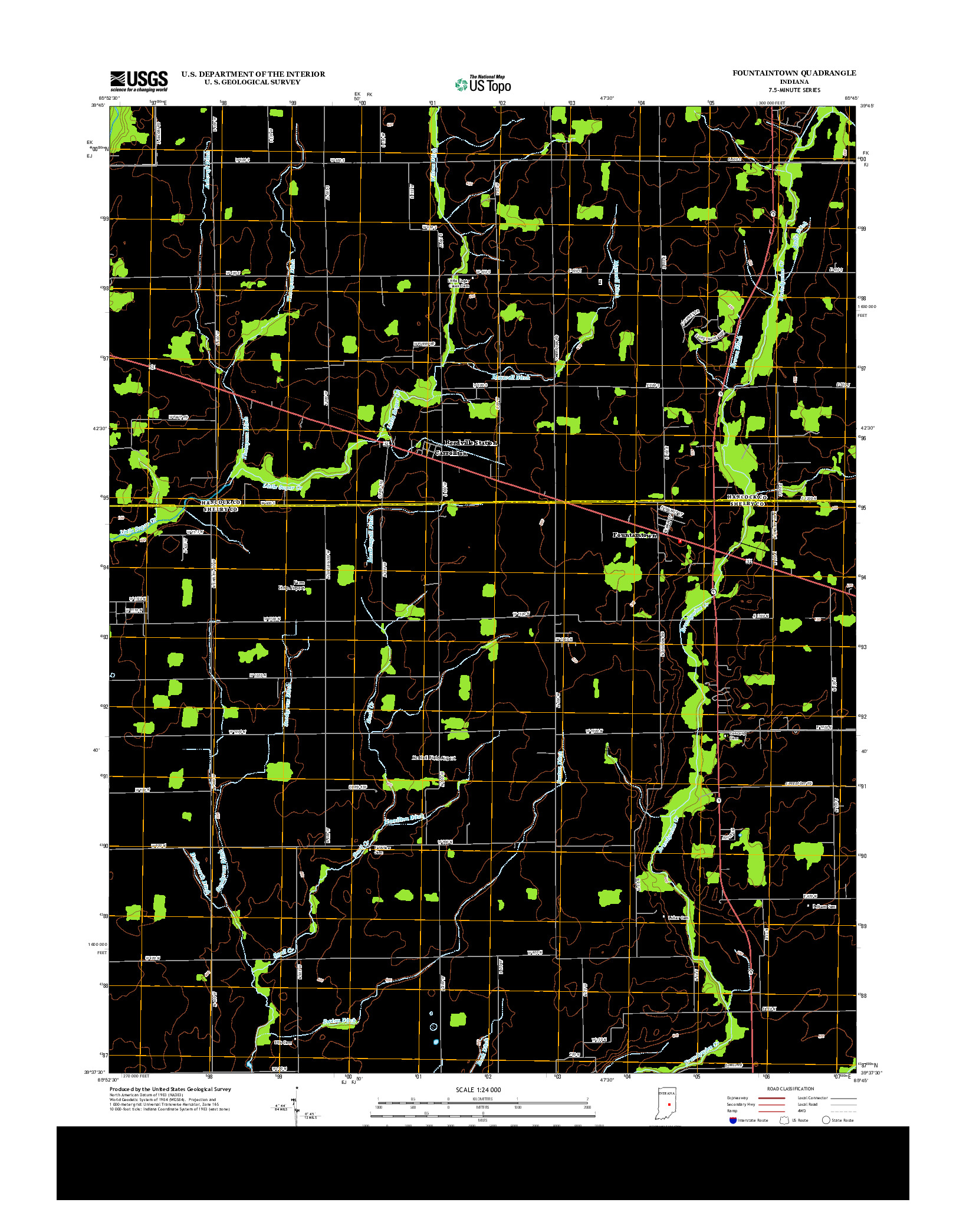 USGS US TOPO 7.5-MINUTE MAP FOR FOUNTAINTOWN, IN 2013