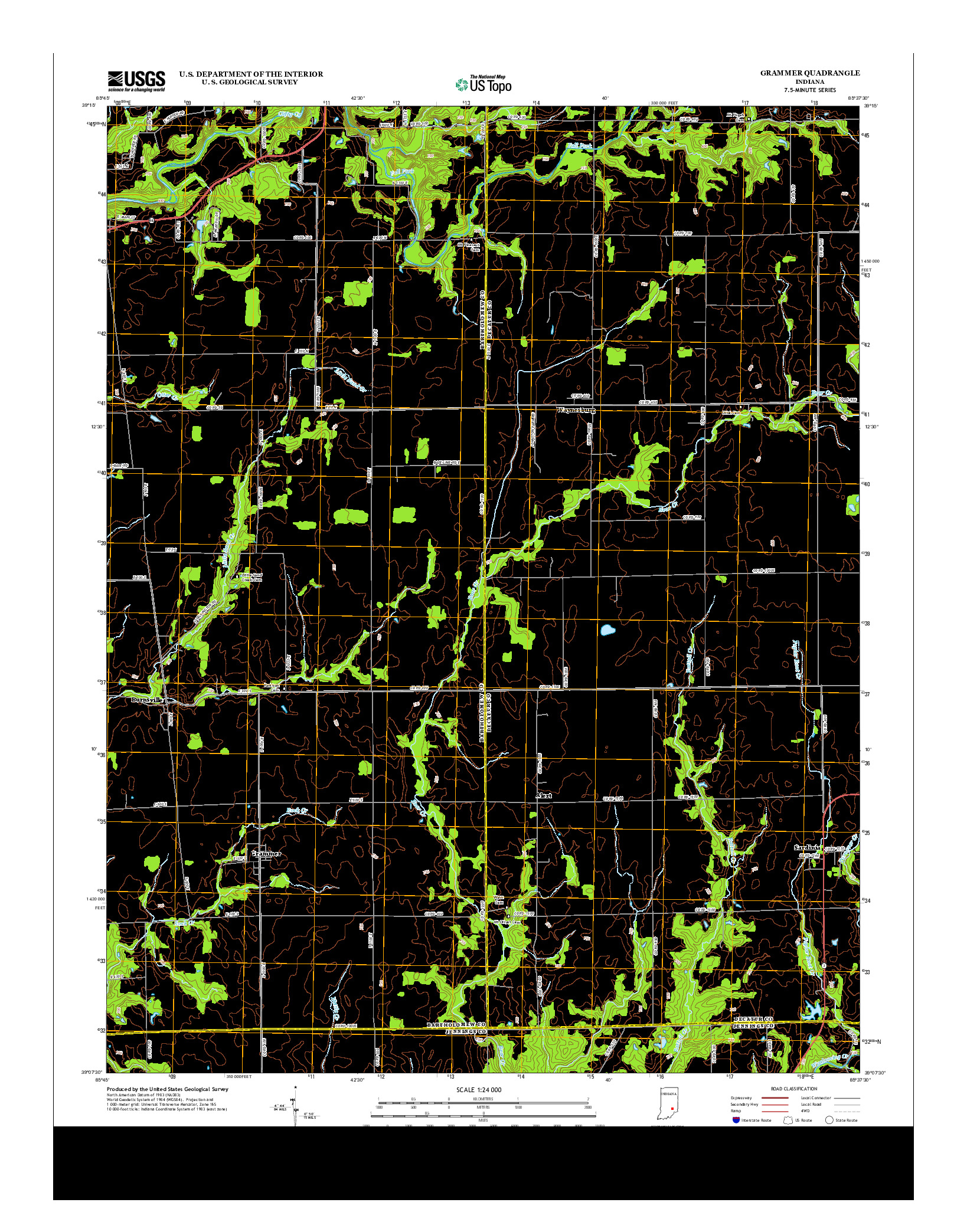 USGS US TOPO 7.5-MINUTE MAP FOR GRAMMER, IN 2013