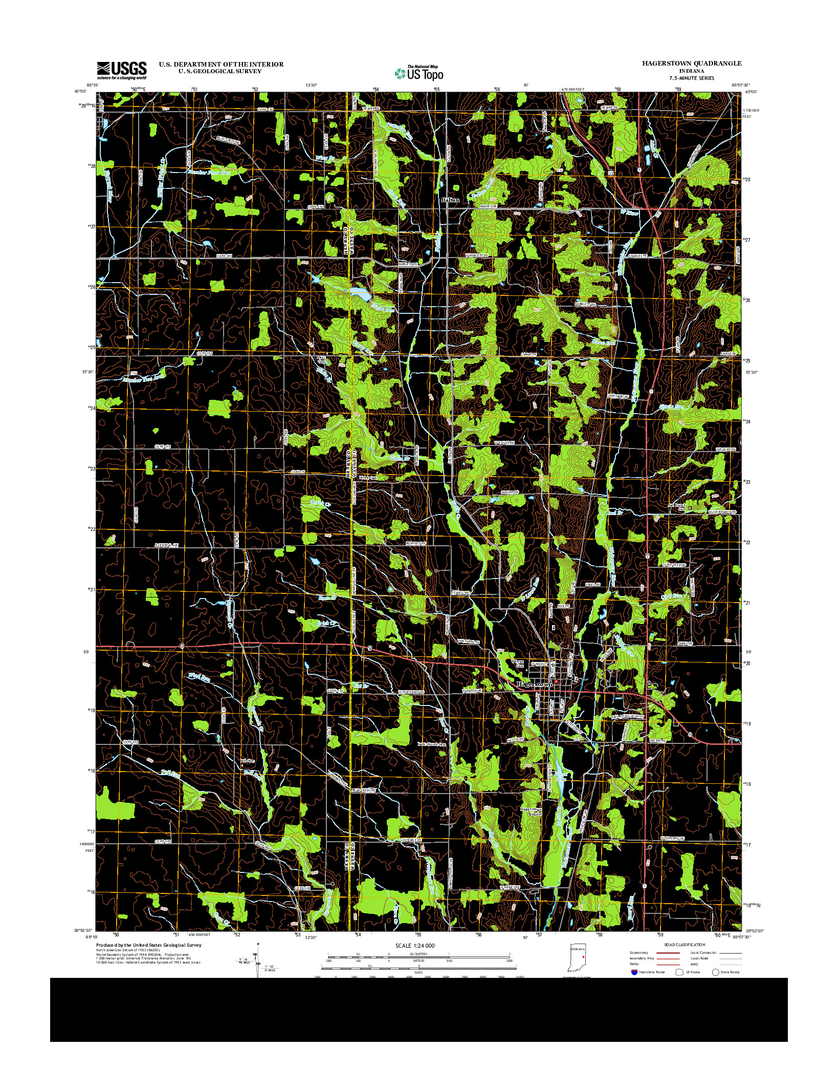 USGS US TOPO 7.5-MINUTE MAP FOR HAGERSTOWN, IN 2013