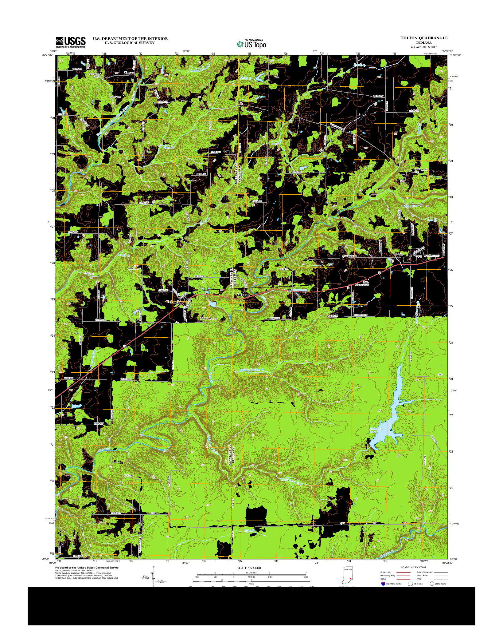 USGS US TOPO 7.5-MINUTE MAP FOR HOLTON, IN 2013