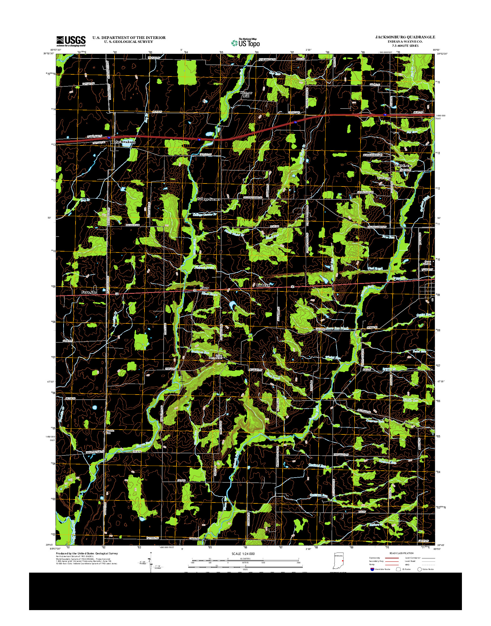 USGS US TOPO 7.5-MINUTE MAP FOR JACKSONBURG, IN 2013
