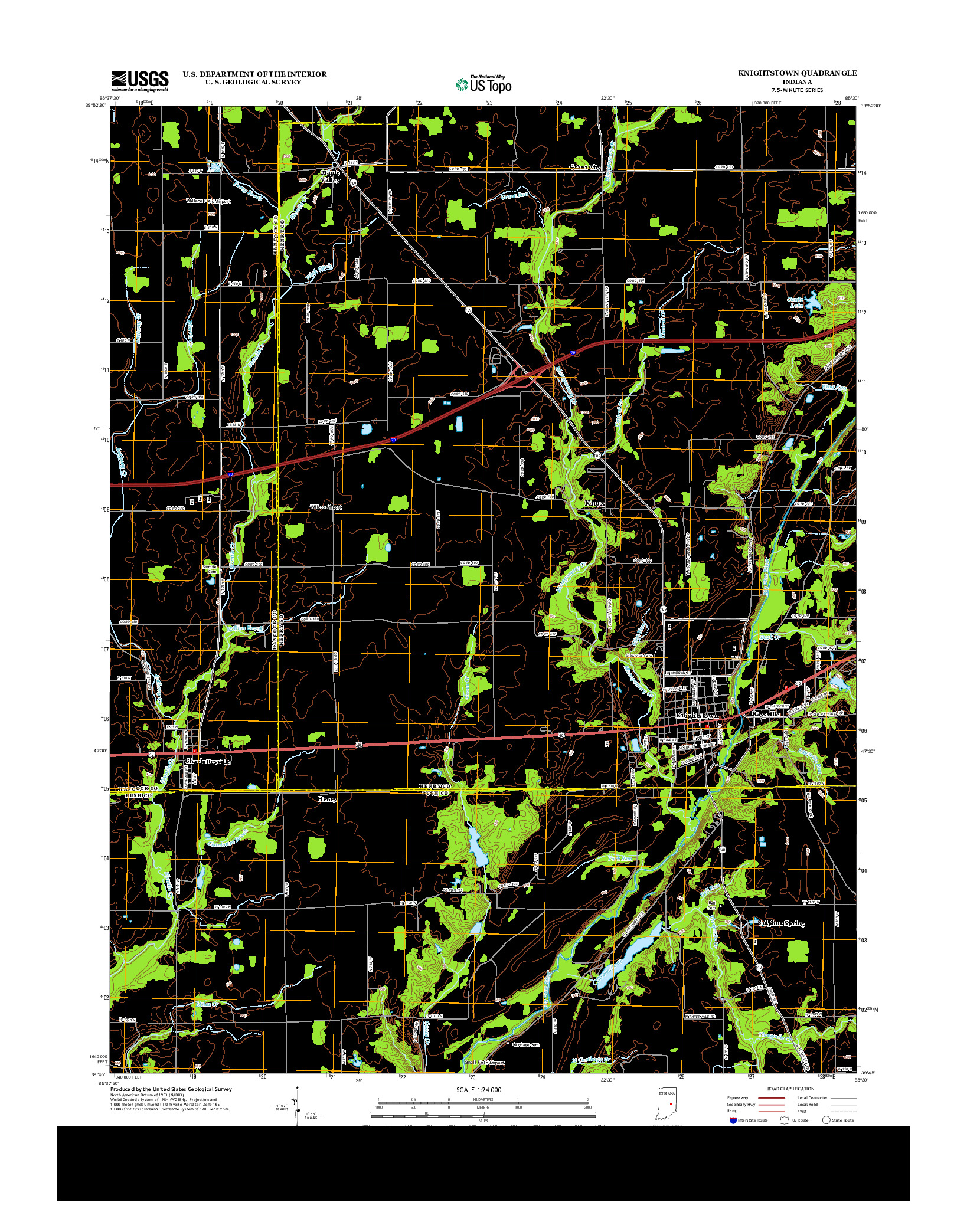 USGS US TOPO 7.5-MINUTE MAP FOR KNIGHTSTOWN, IN 2013