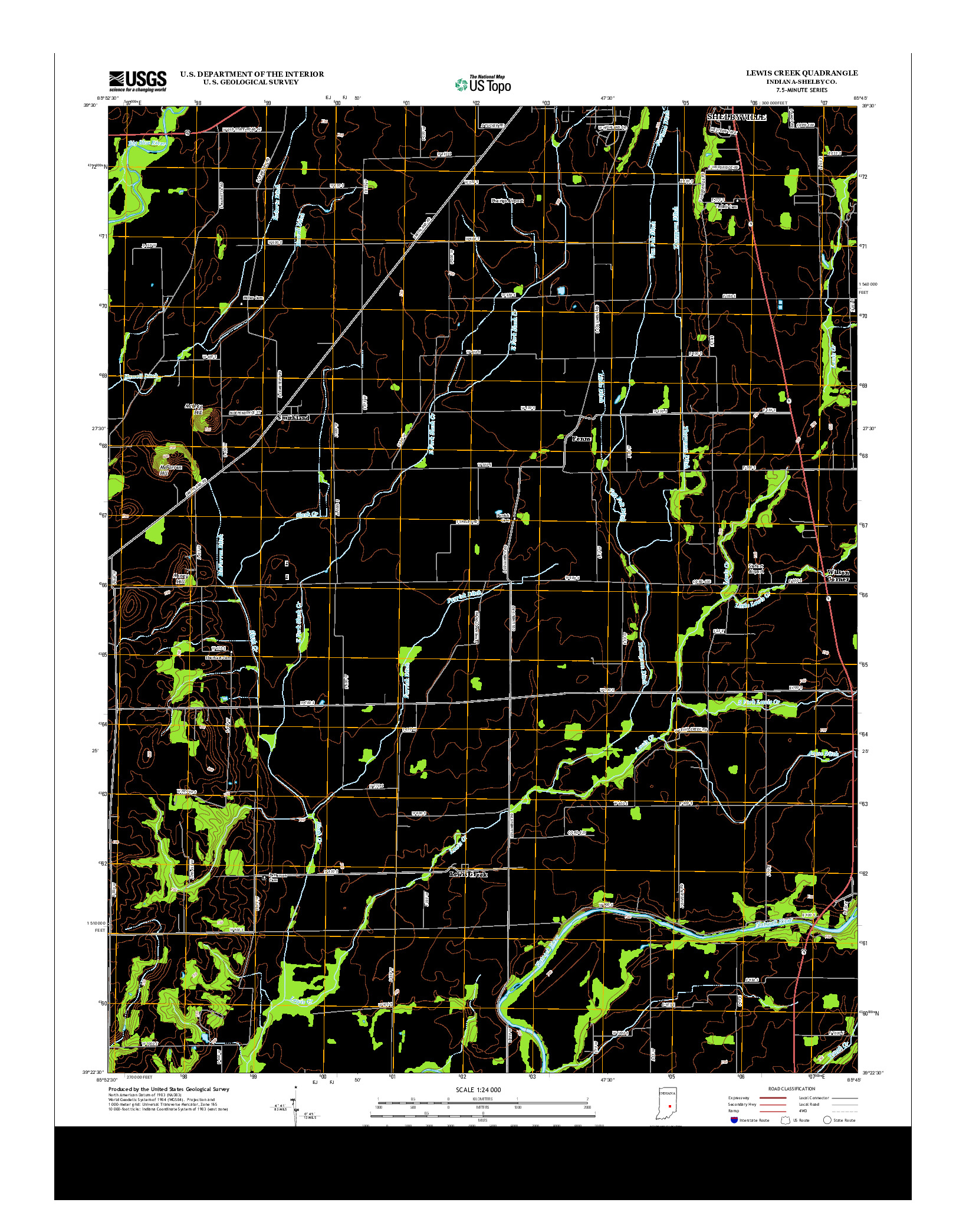 USGS US TOPO 7.5-MINUTE MAP FOR LEWIS CREEK, IN 2013