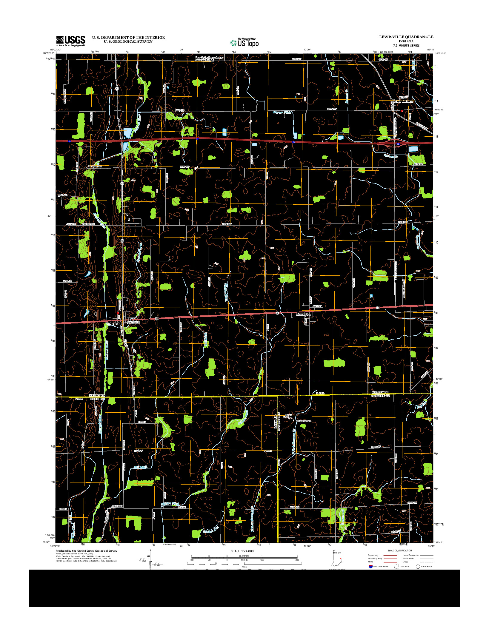 USGS US TOPO 7.5-MINUTE MAP FOR LEWISVILLE, IN 2013