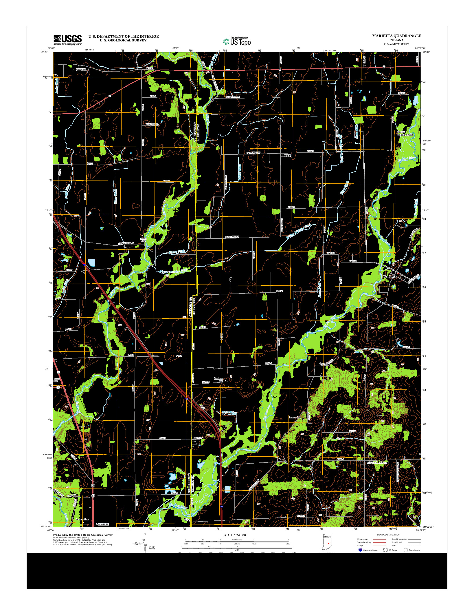 USGS US TOPO 7.5-MINUTE MAP FOR MARIETTA, IN 2013