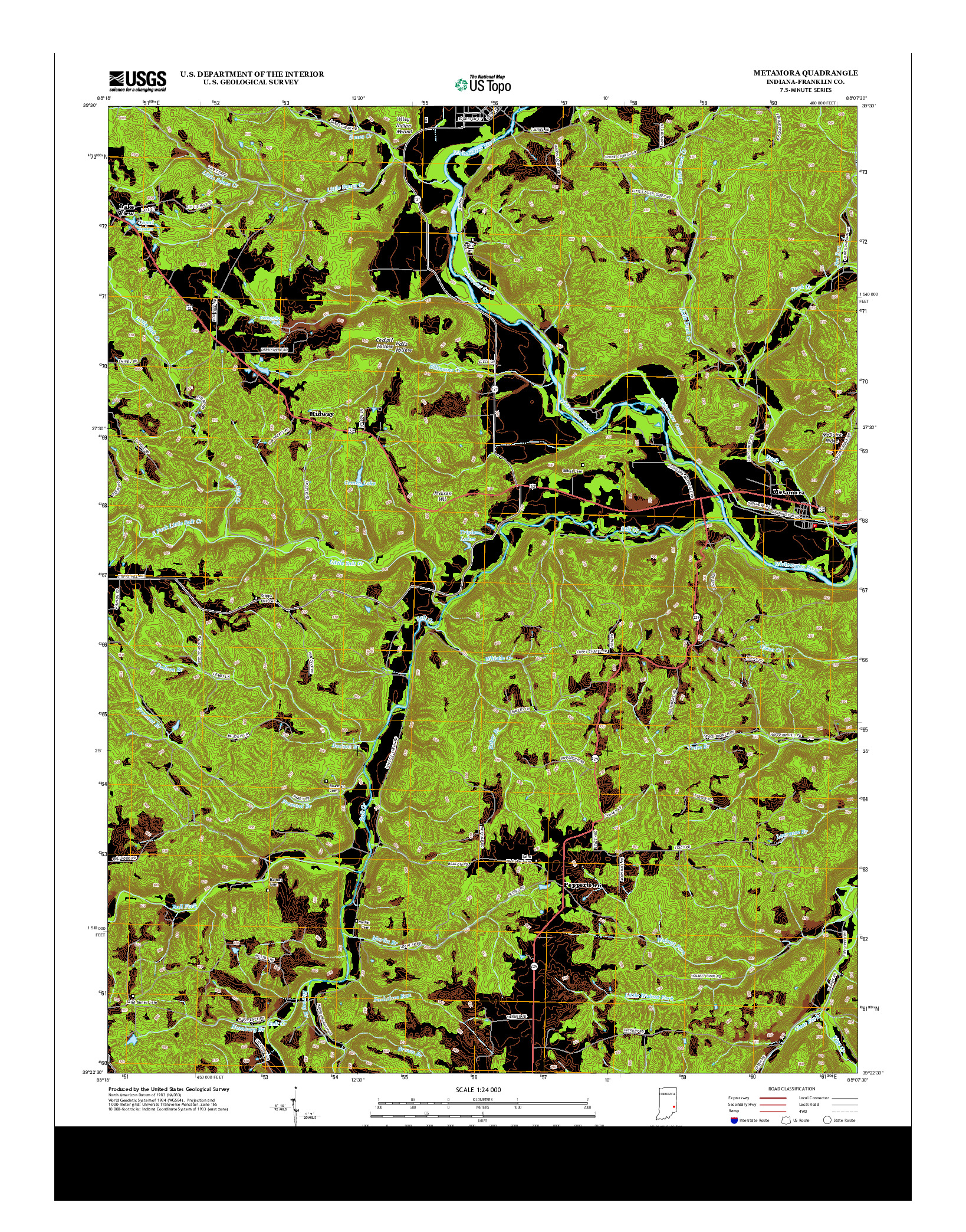 USGS US TOPO 7.5-MINUTE MAP FOR METAMORA, IN 2013