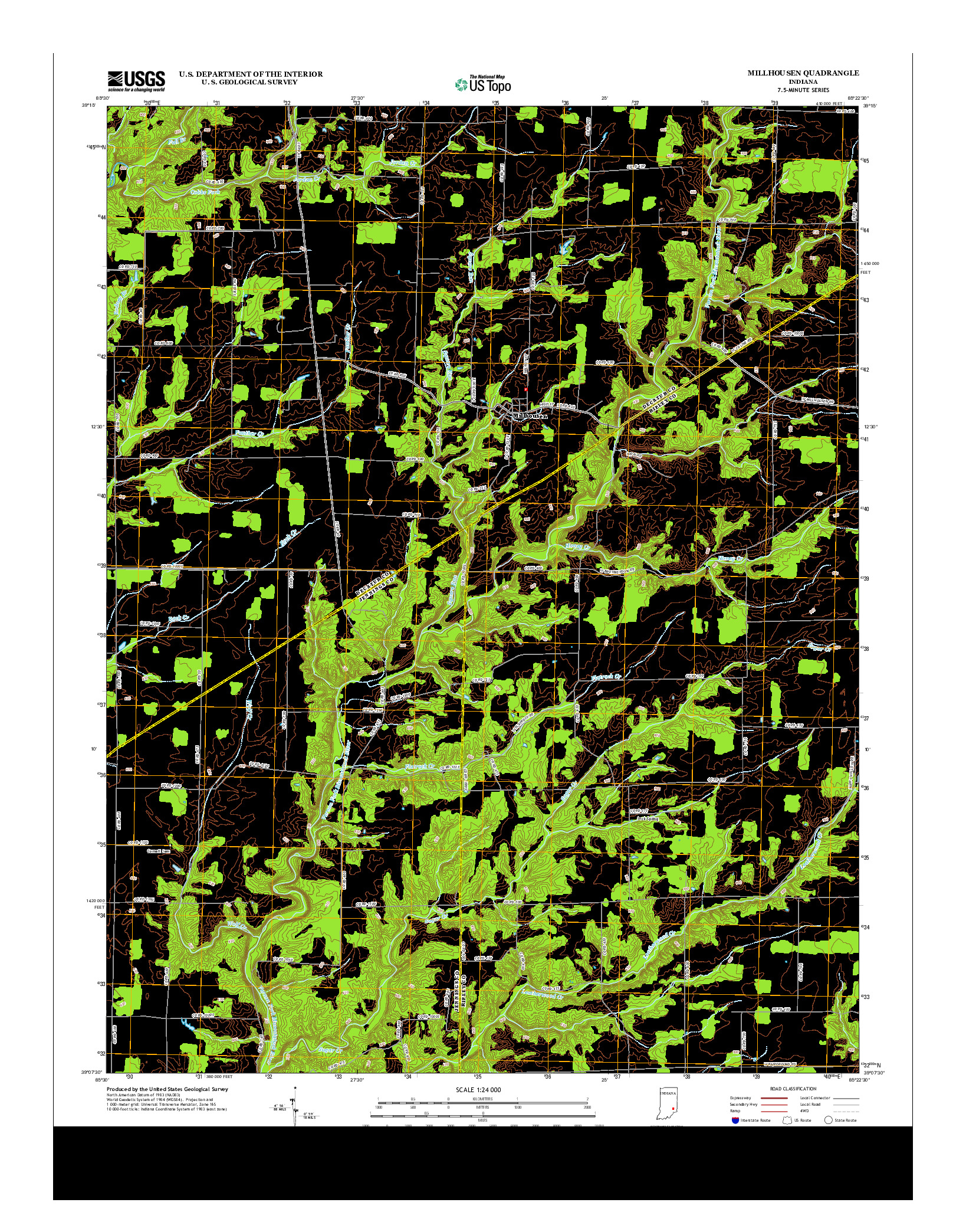 USGS US TOPO 7.5-MINUTE MAP FOR MILLHOUSEN, IN 2013