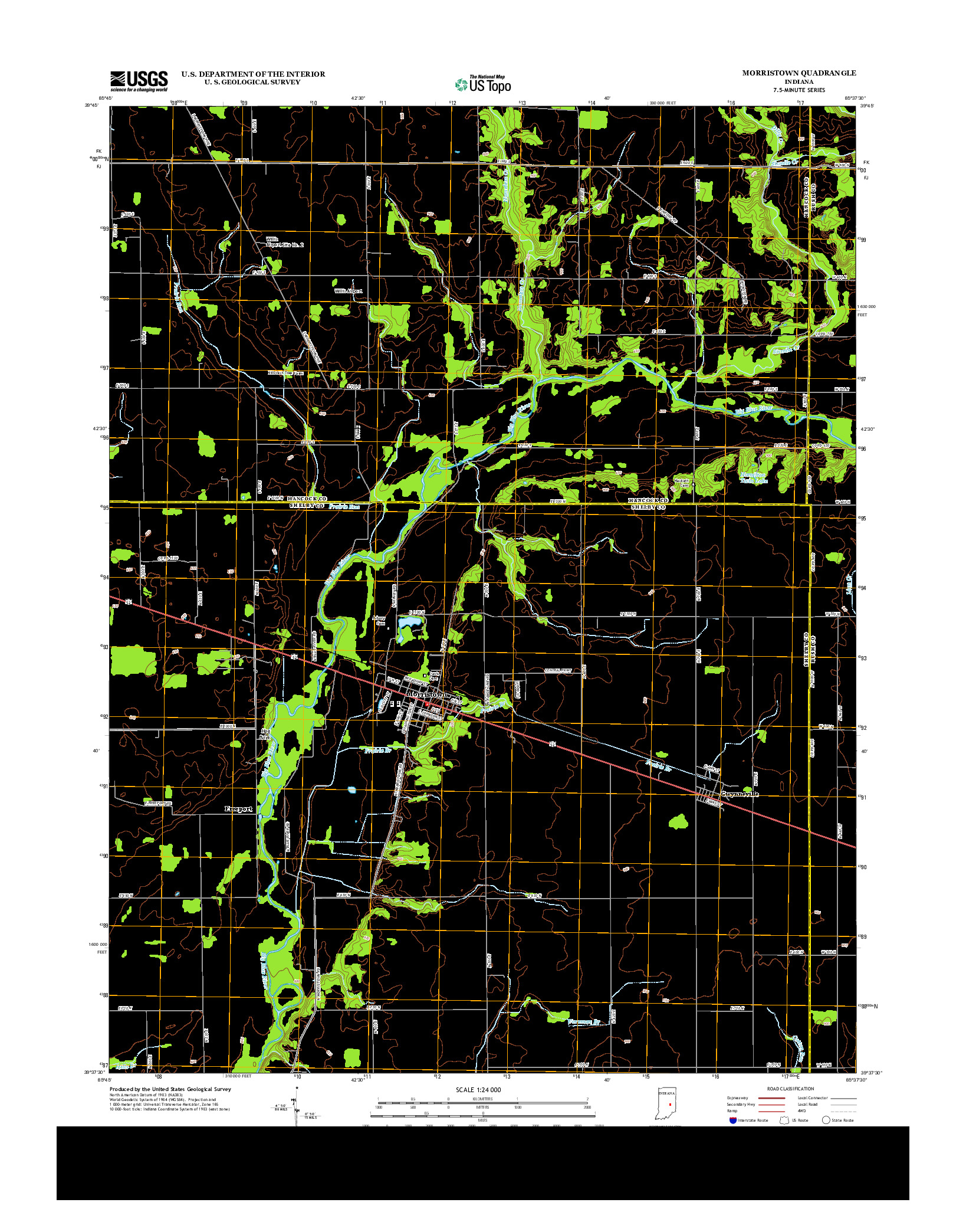 USGS US TOPO 7.5-MINUTE MAP FOR MORRISTOWN, IN 2013