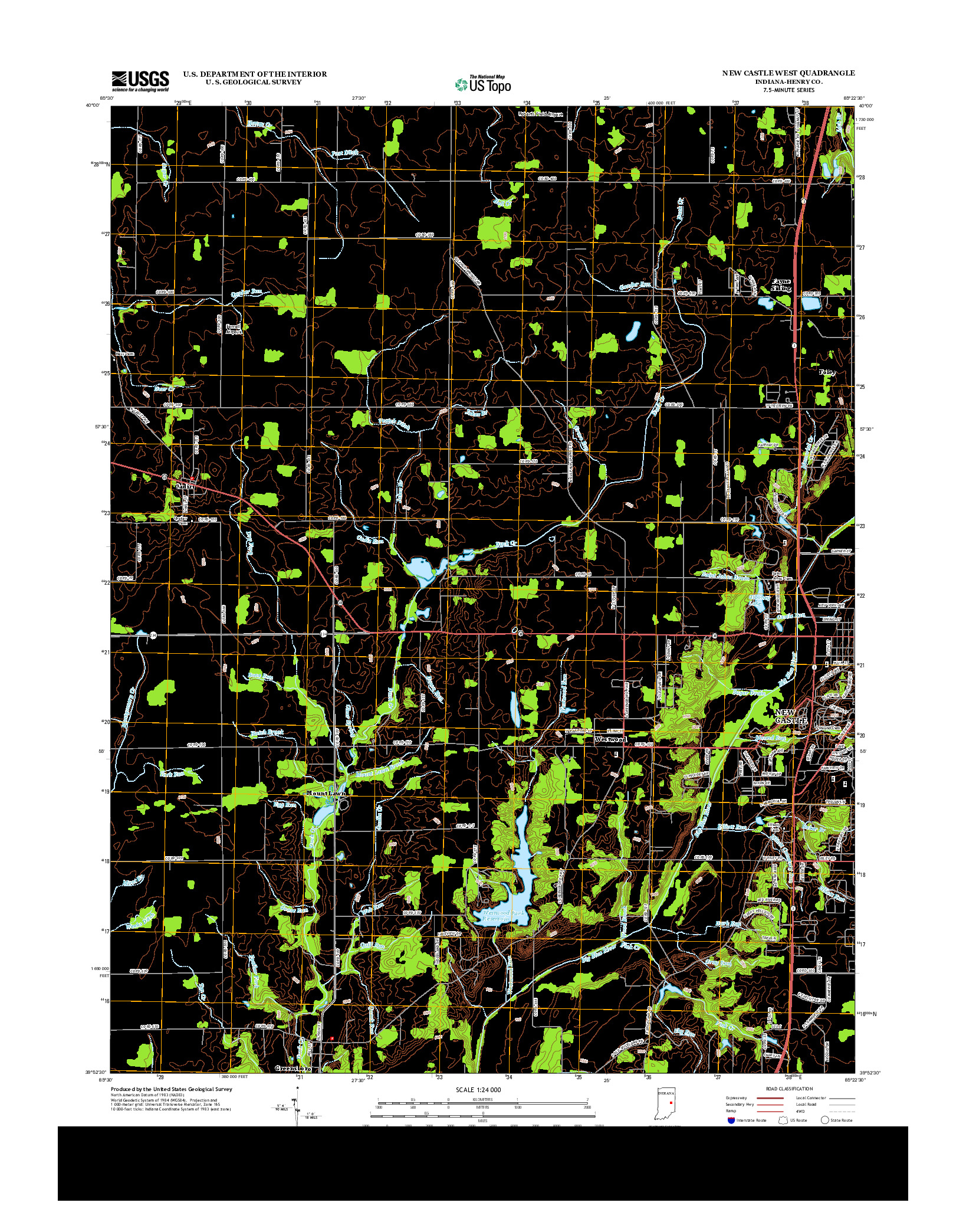 USGS US TOPO 7.5-MINUTE MAP FOR NEW CASTLE WEST, IN 2013