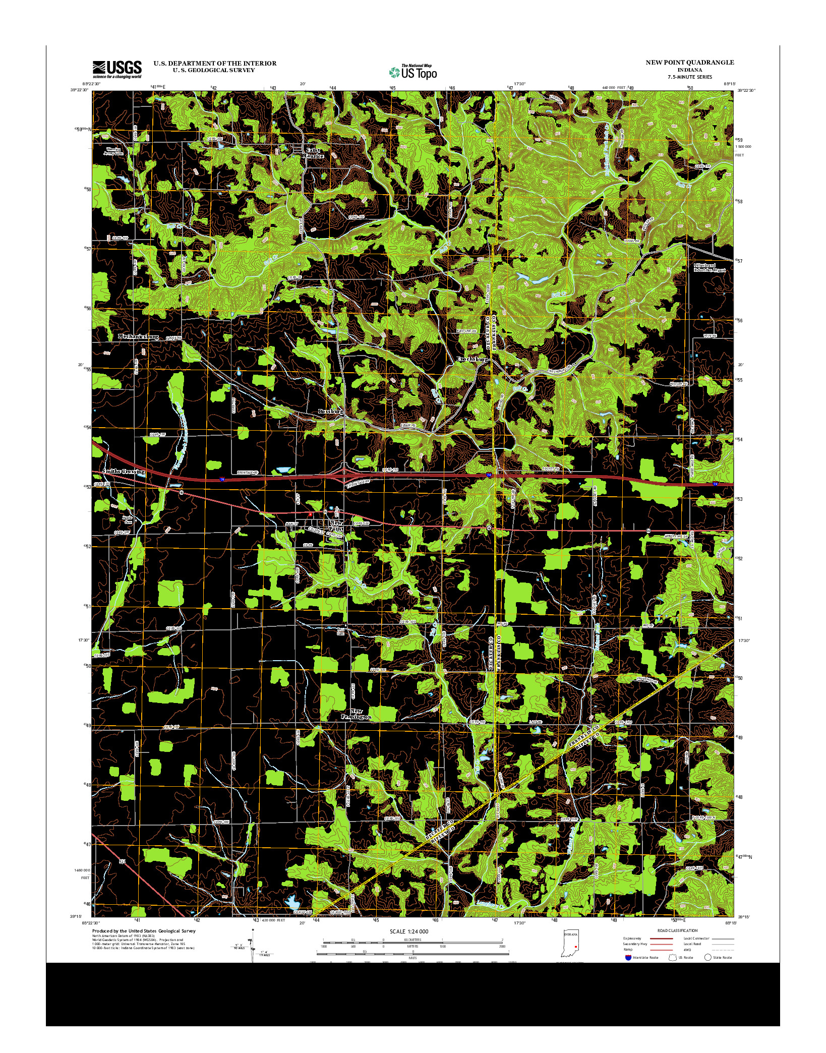 USGS US TOPO 7.5-MINUTE MAP FOR NEW POINT, IN 2013