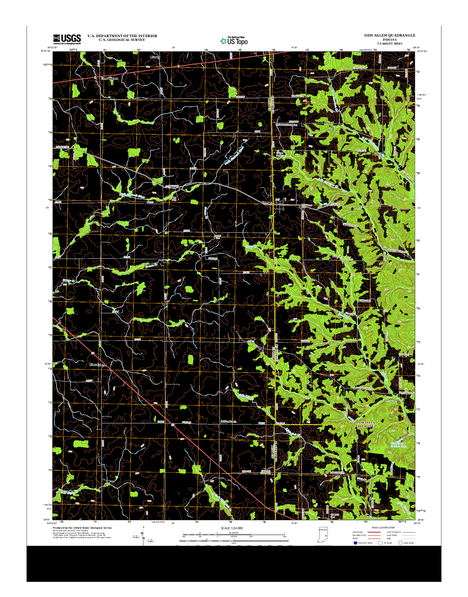 USGS US TOPO 7.5-MINUTE MAP FOR NEW SALEM, IN 2013