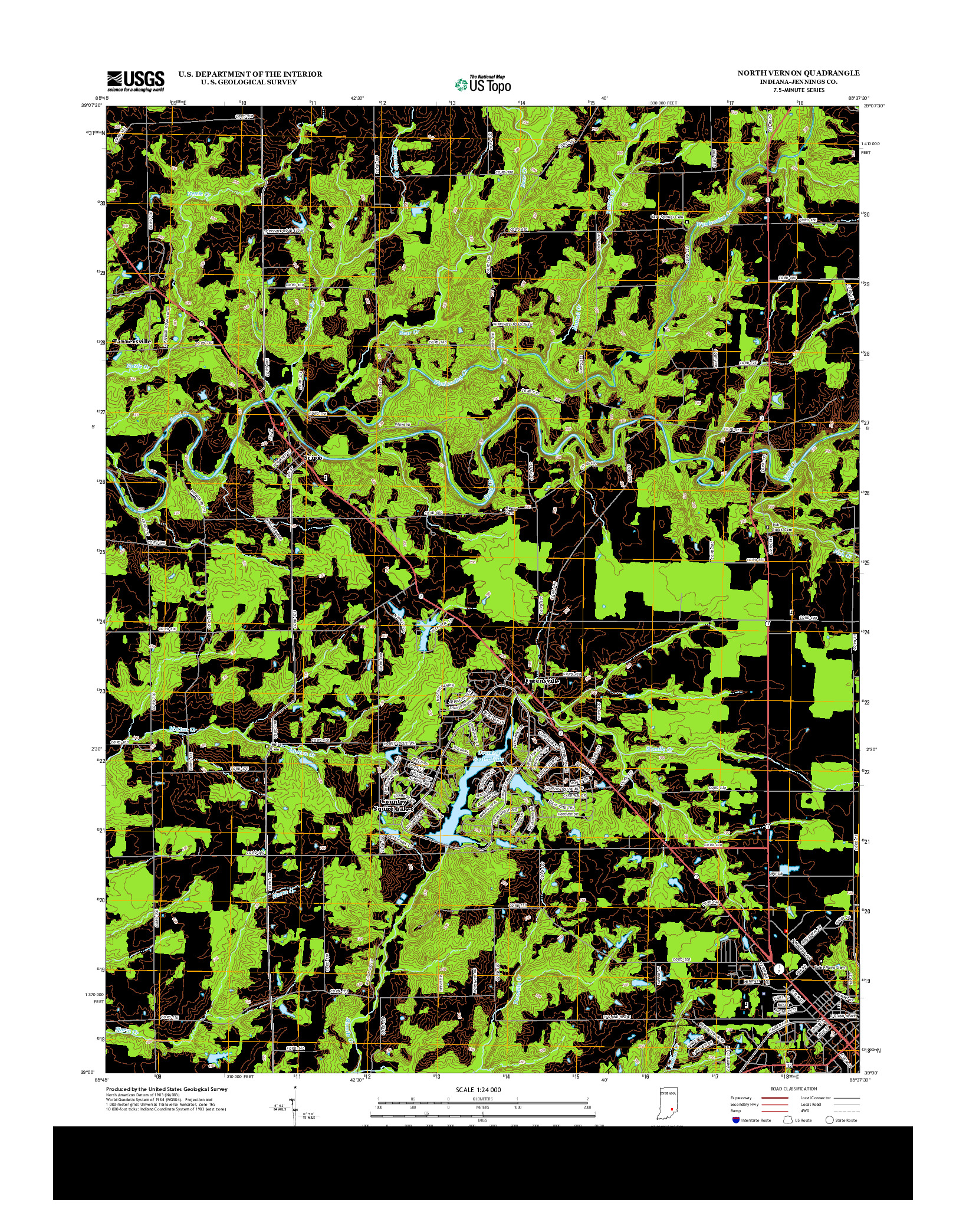 USGS US TOPO 7.5-MINUTE MAP FOR NORTH VERNON, IN 2013