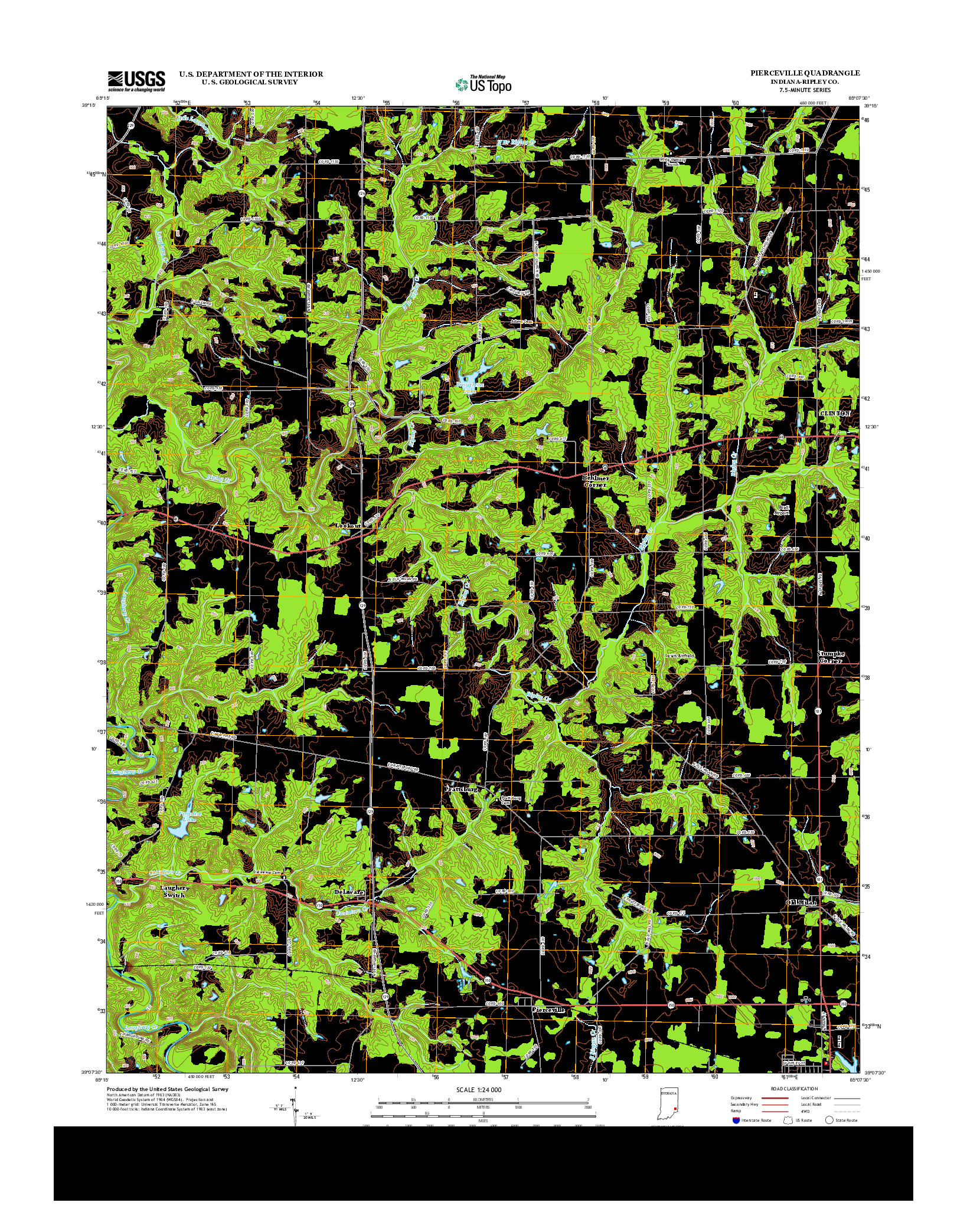 USGS US TOPO 7.5-MINUTE MAP FOR PIERCEVILLE, IN 2013