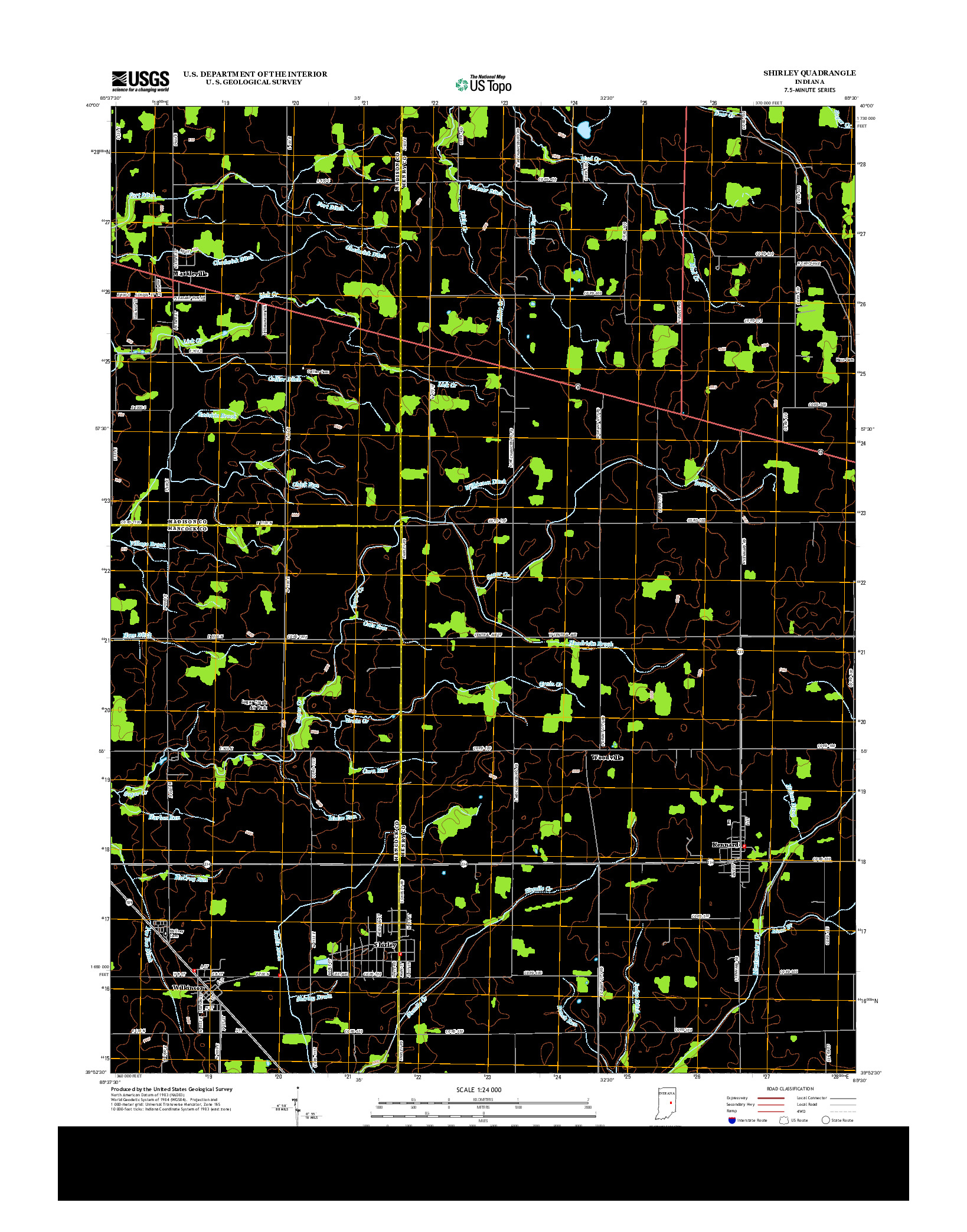 USGS US TOPO 7.5-MINUTE MAP FOR SHIRLEY, IN 2013