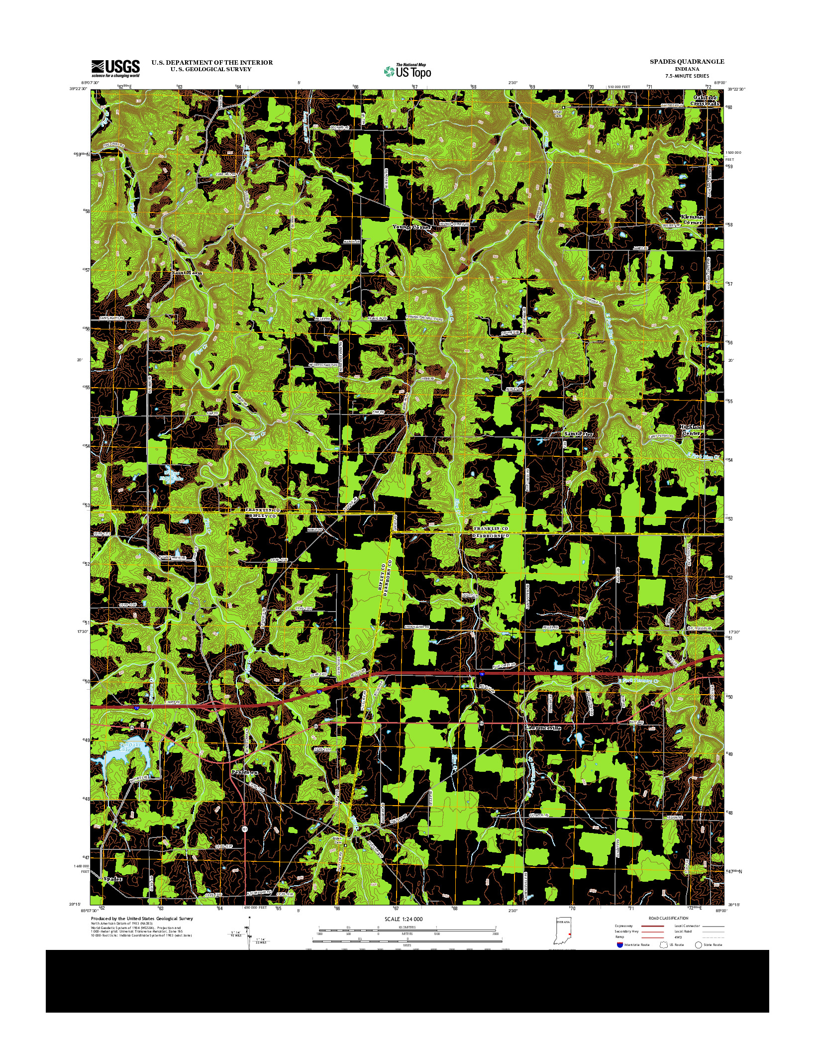 USGS US TOPO 7.5-MINUTE MAP FOR SPADES, IN 2013