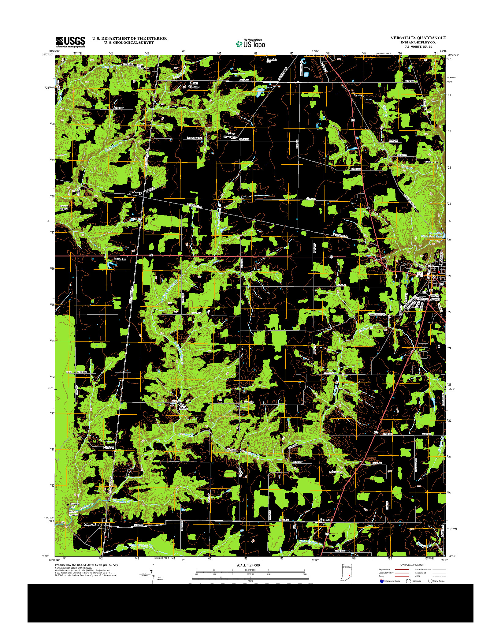 USGS US TOPO 7.5-MINUTE MAP FOR VERSAILLES, IN 2013