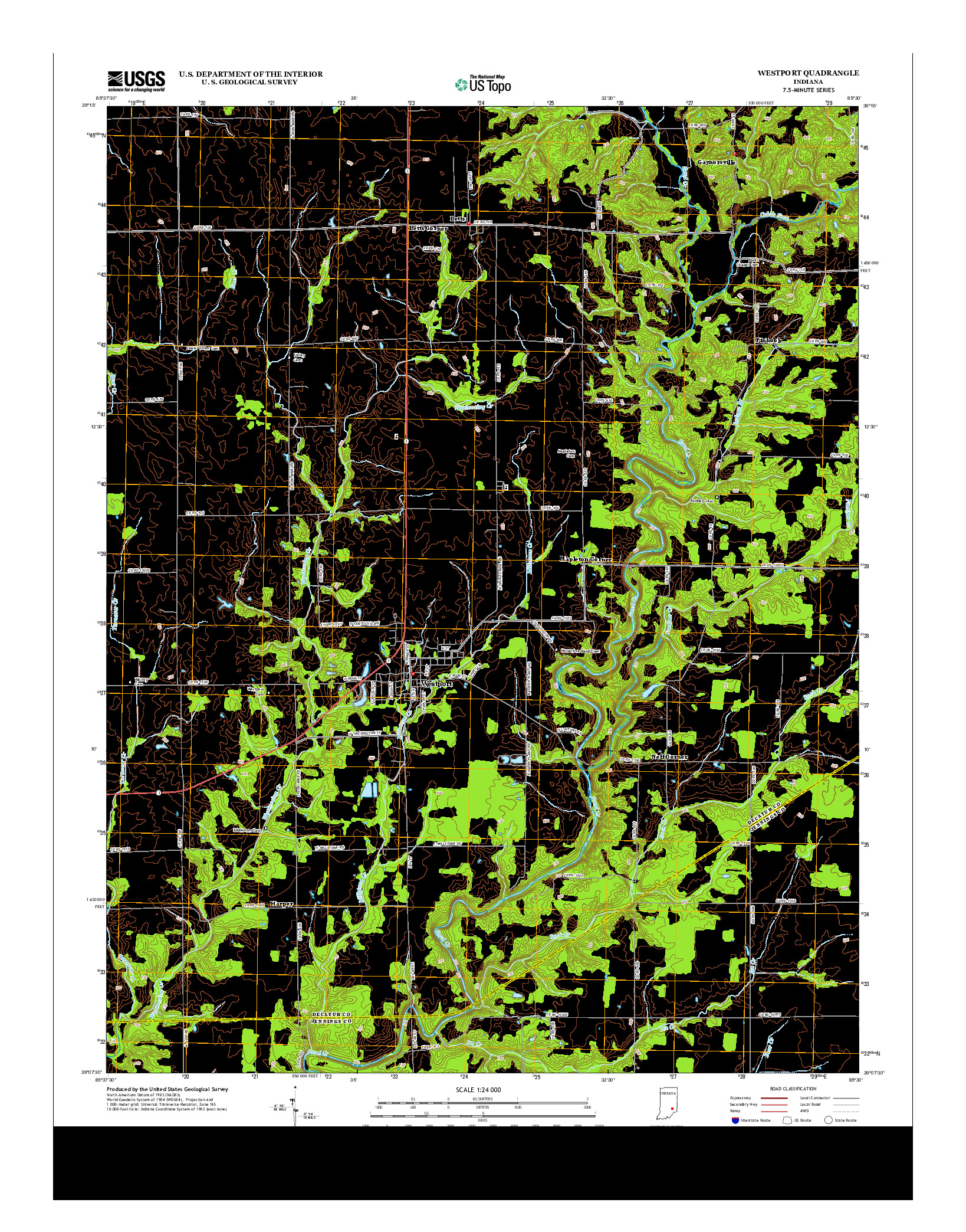USGS US TOPO 7.5-MINUTE MAP FOR WESTPORT, IN 2013