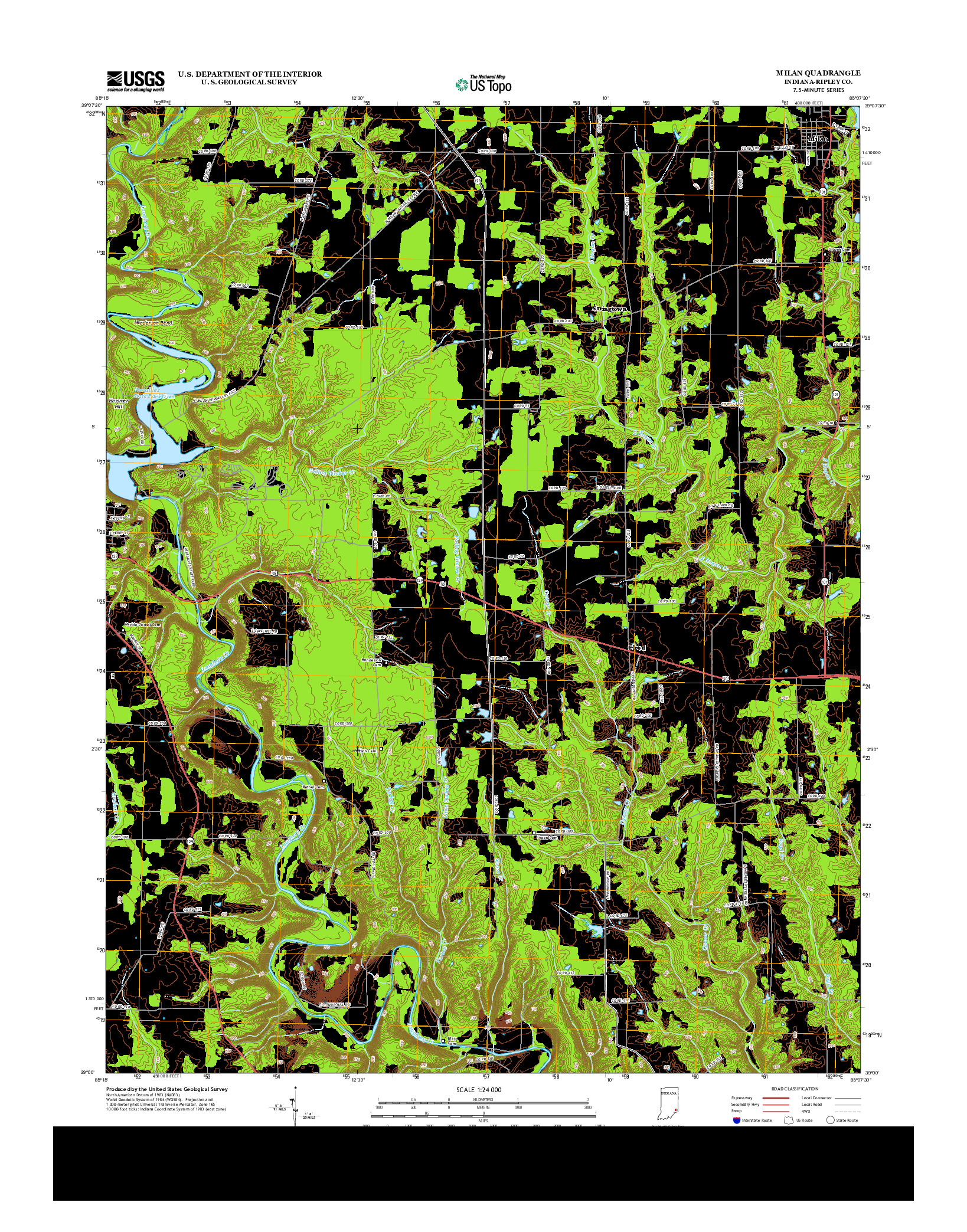 USGS US TOPO 7.5-MINUTE MAP FOR MILAN, IN 2013