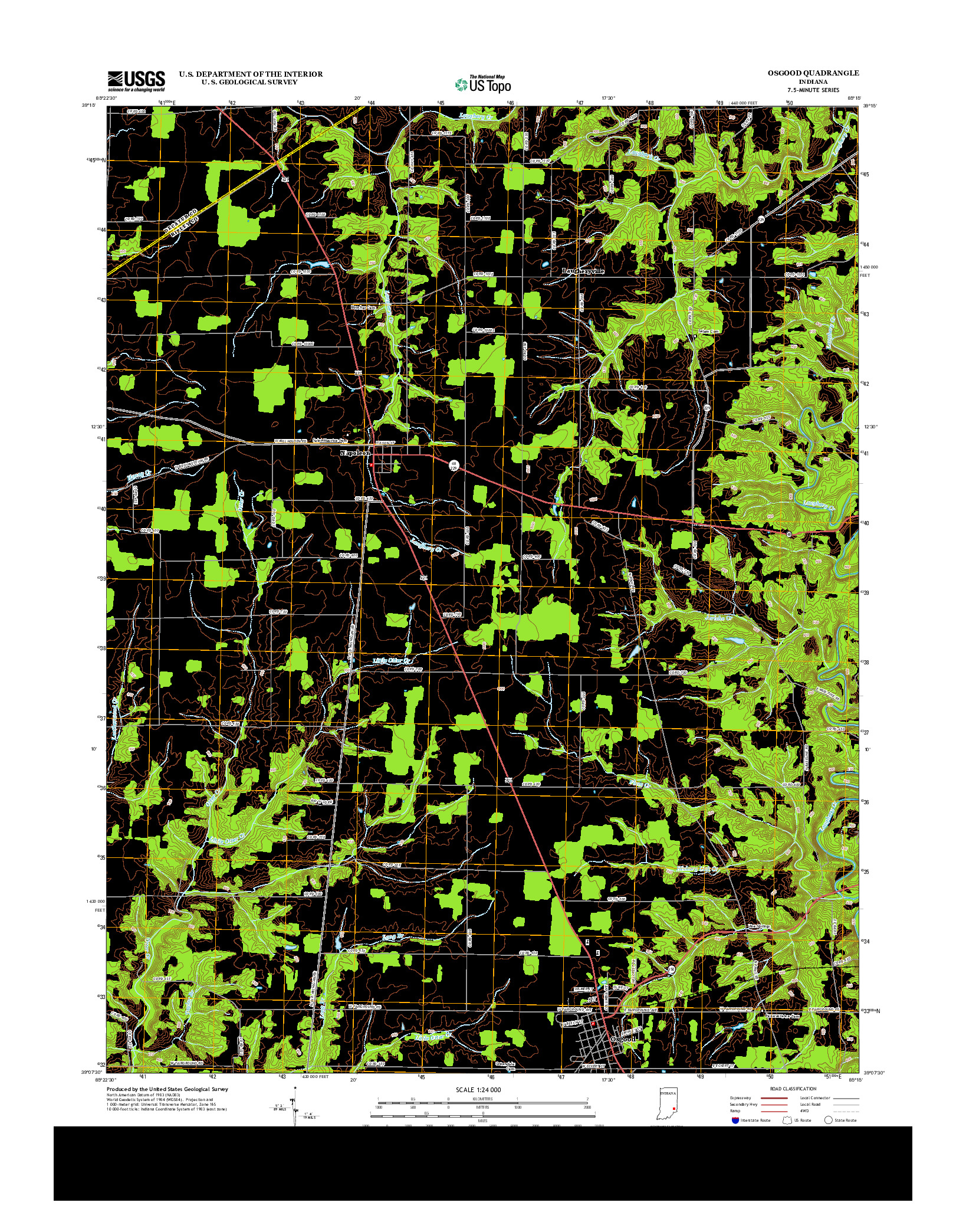 USGS US TOPO 7.5-MINUTE MAP FOR OSGOOD, IN 2013