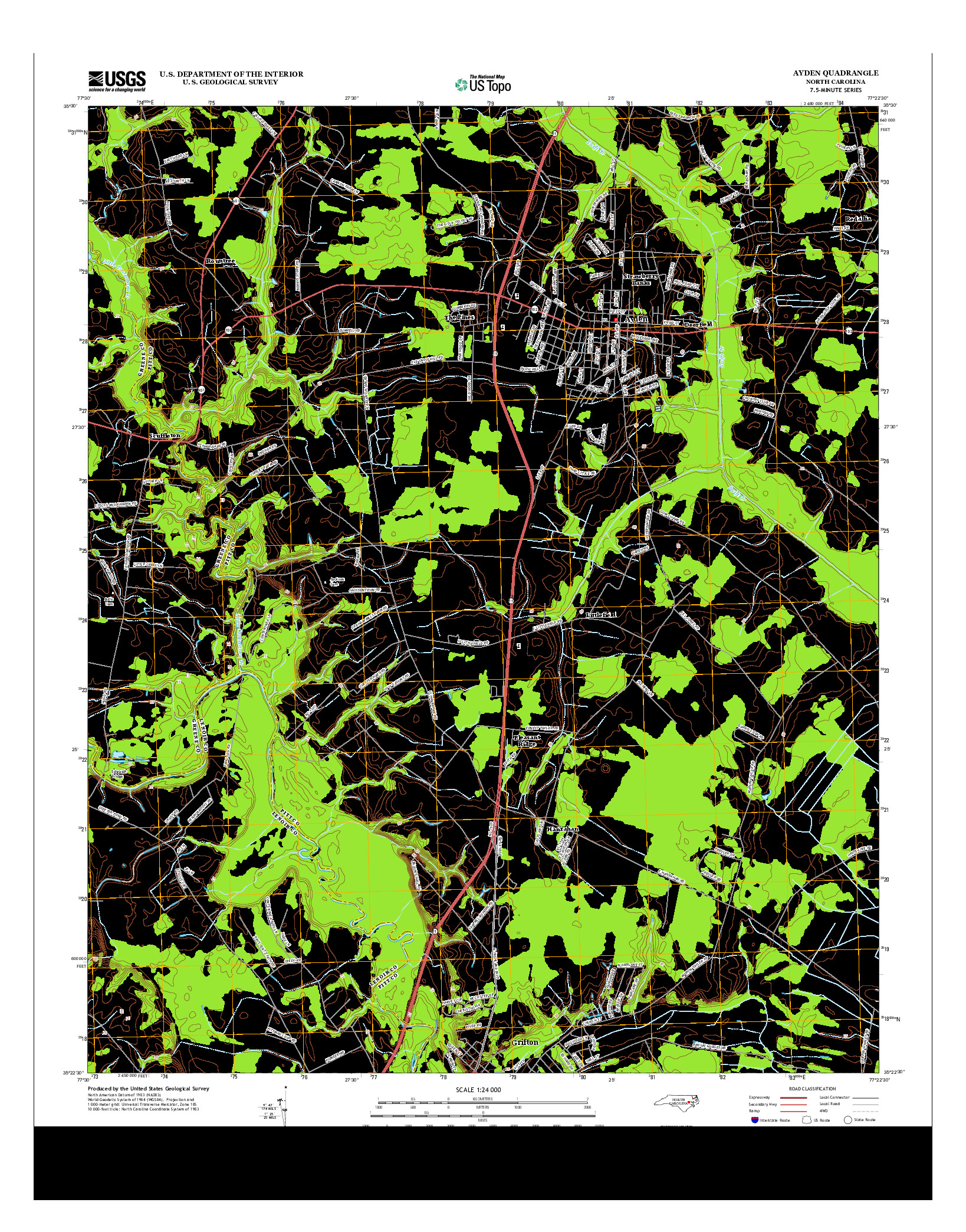 USGS US TOPO 7.5-MINUTE MAP FOR AYDEN, NC 2013