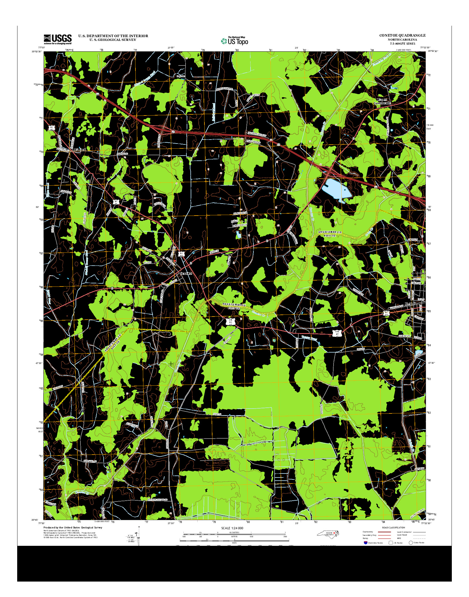 USGS US TOPO 7.5-MINUTE MAP FOR CONETOE, NC 2013