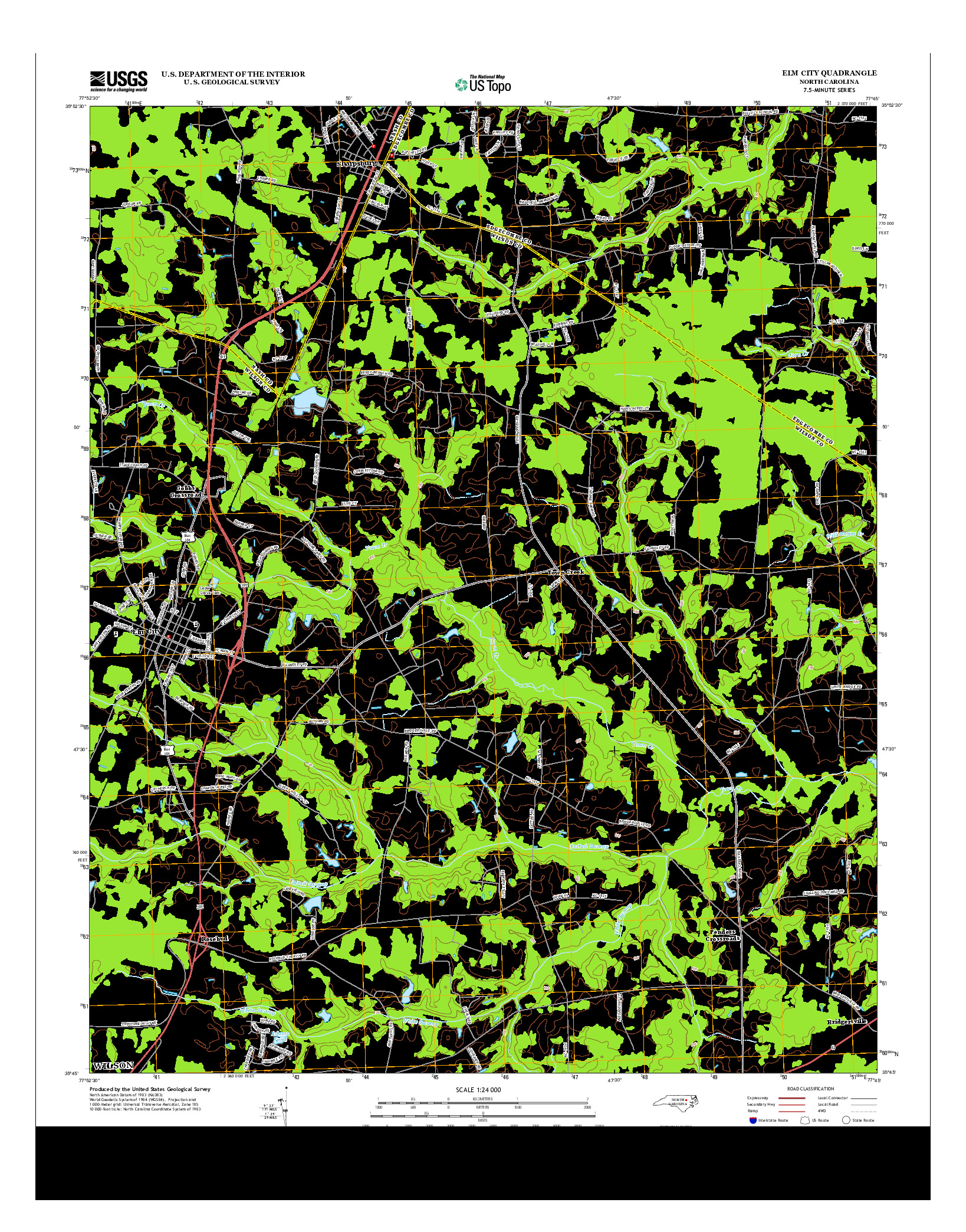 USGS US TOPO 7.5-MINUTE MAP FOR ELM CITY, NC 2013