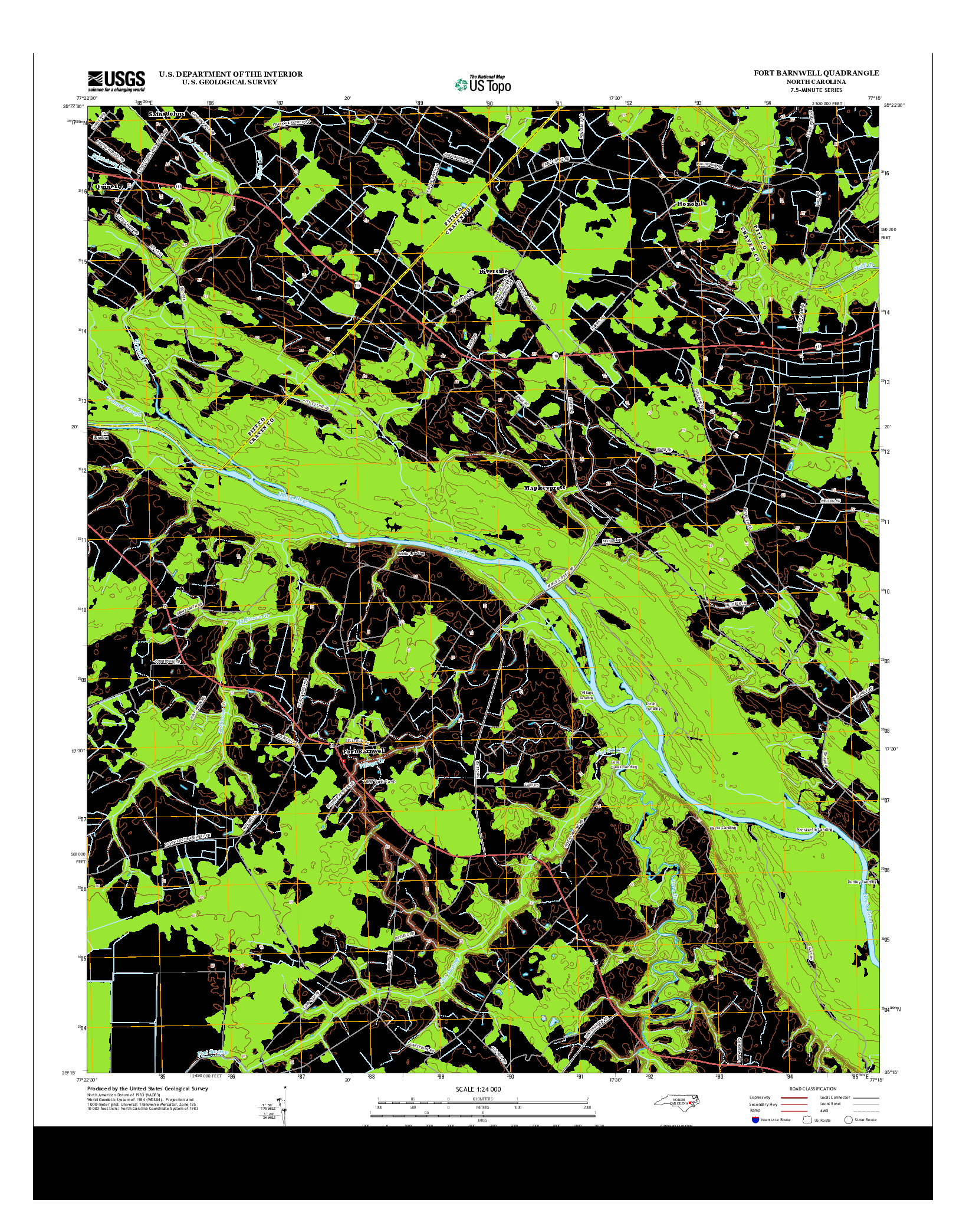 USGS US TOPO 7.5-MINUTE MAP FOR FORT BARNWELL, NC 2013