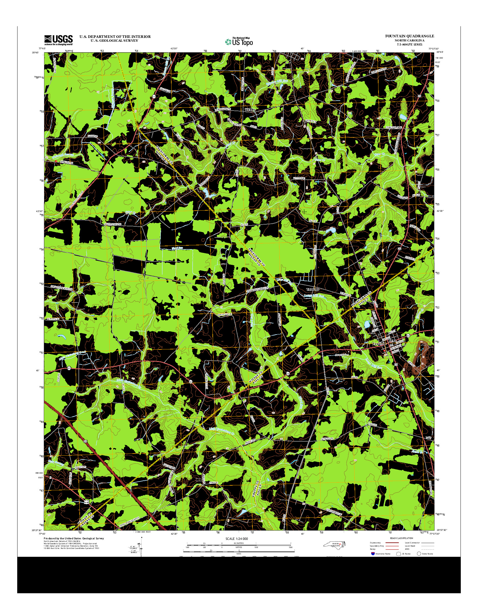 USGS US TOPO 7.5-MINUTE MAP FOR FOUNTAIN, NC 2013