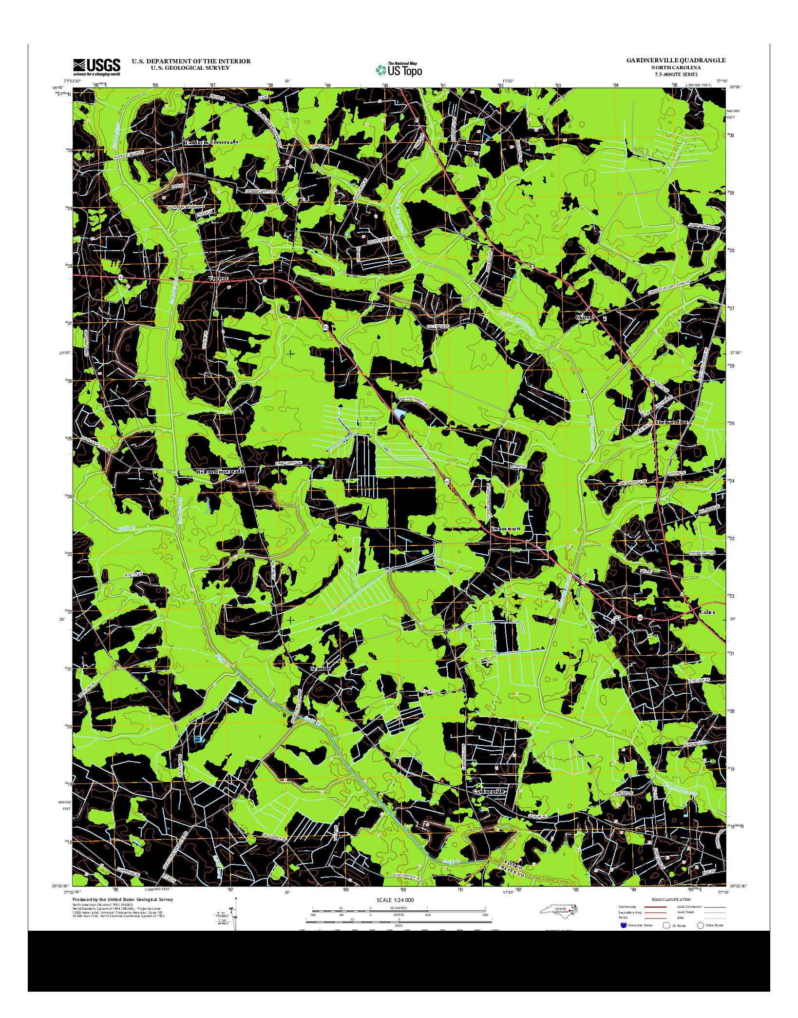 USGS US TOPO 7.5-MINUTE MAP FOR GARDNERVILLE, NC 2013