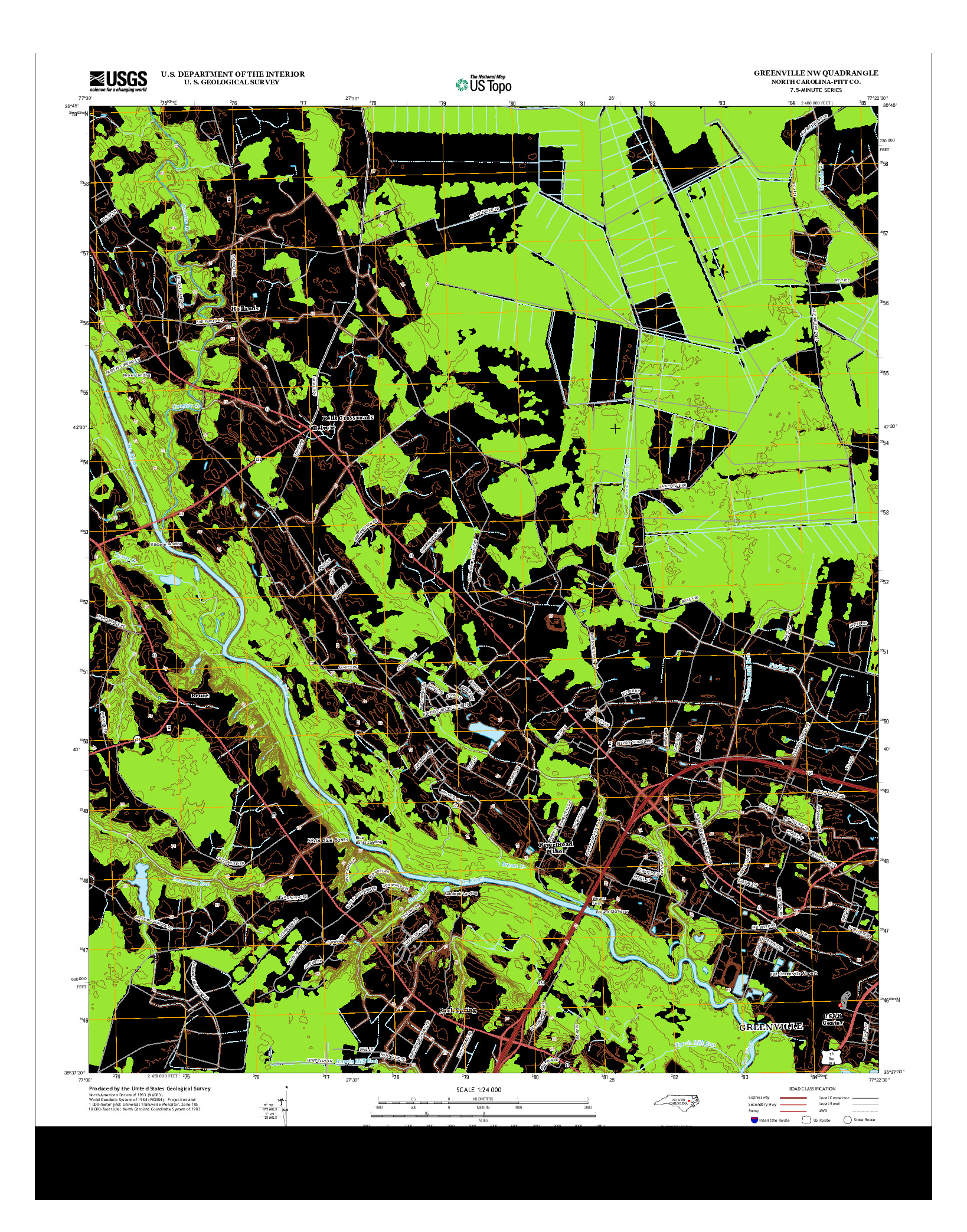 USGS US TOPO 7.5-MINUTE MAP FOR GREENVILLE NW, NC 2013