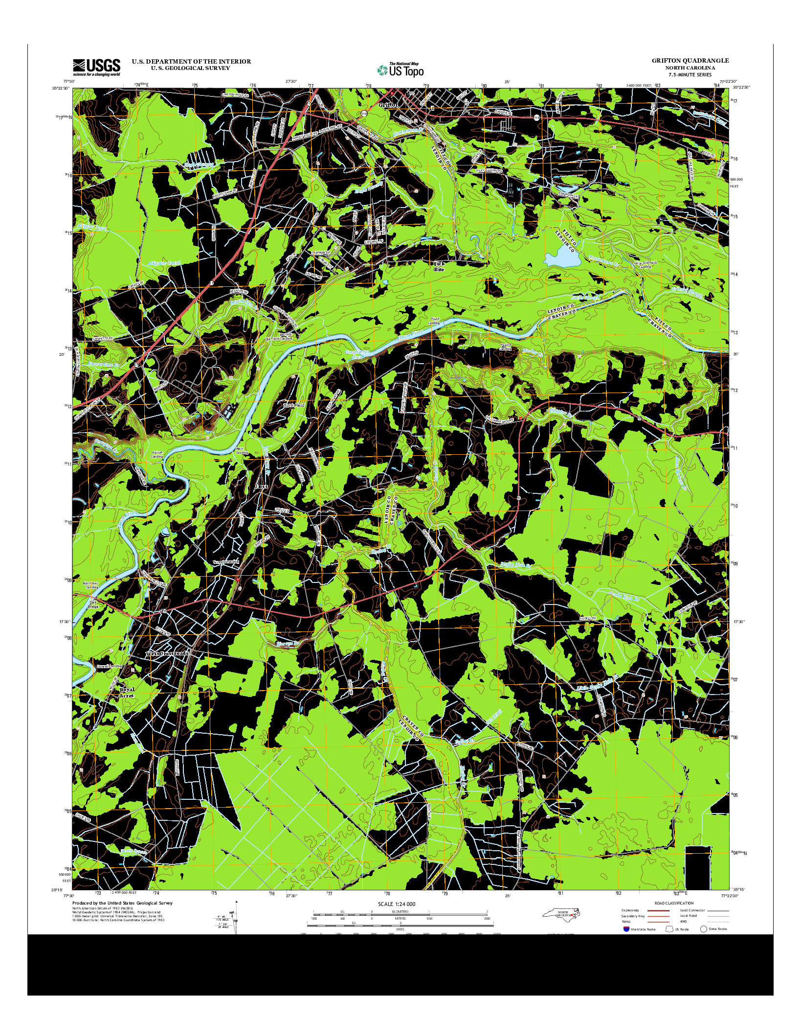 USGS US TOPO 7.5-MINUTE MAP FOR GRIFTON, NC 2013