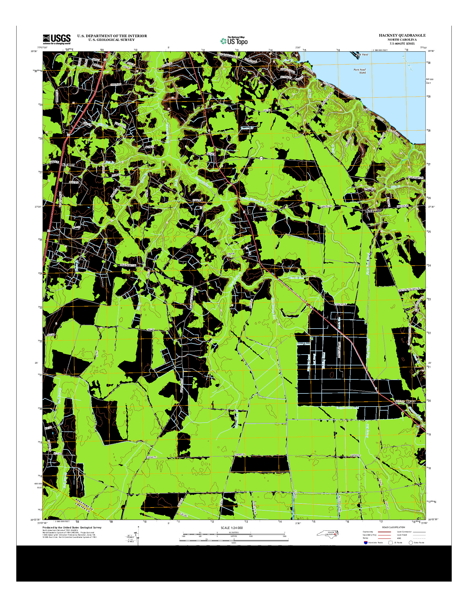 USGS US TOPO 7.5-MINUTE MAP FOR HACKNEY, NC 2013