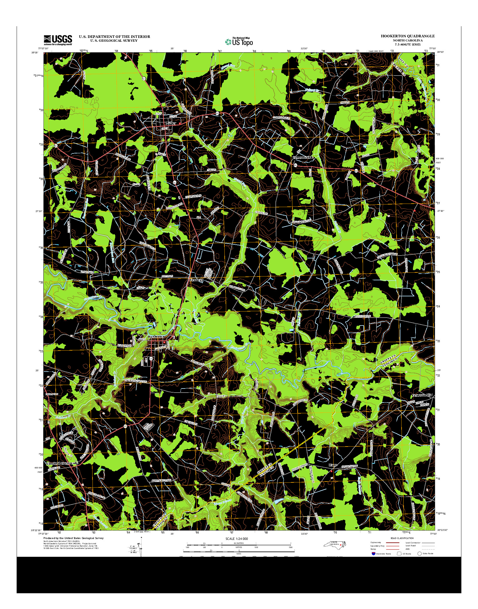 USGS US TOPO 7.5-MINUTE MAP FOR HOOKERTON, NC 2013