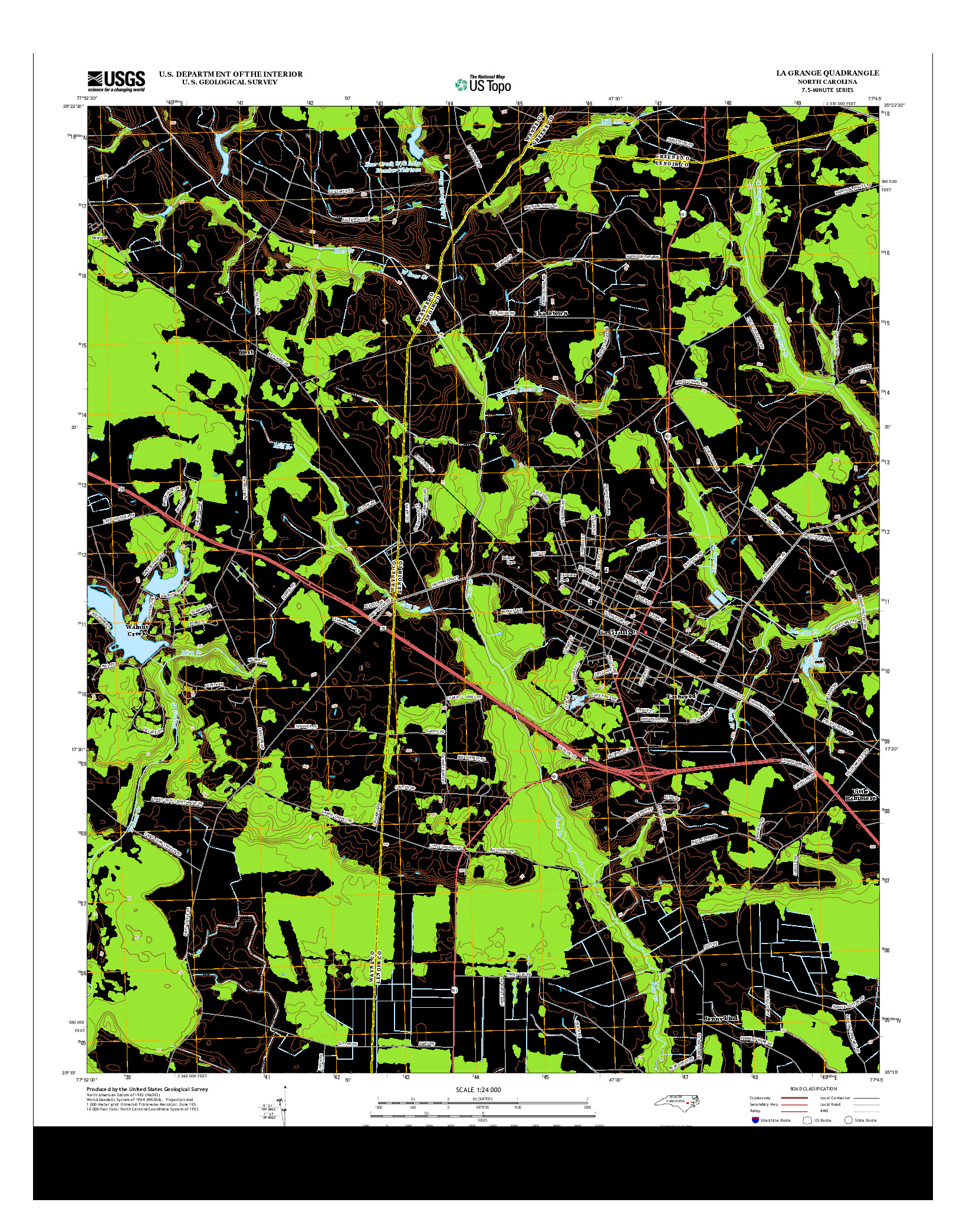 USGS US TOPO 7.5-MINUTE MAP FOR LA GRANGE, NC 2013