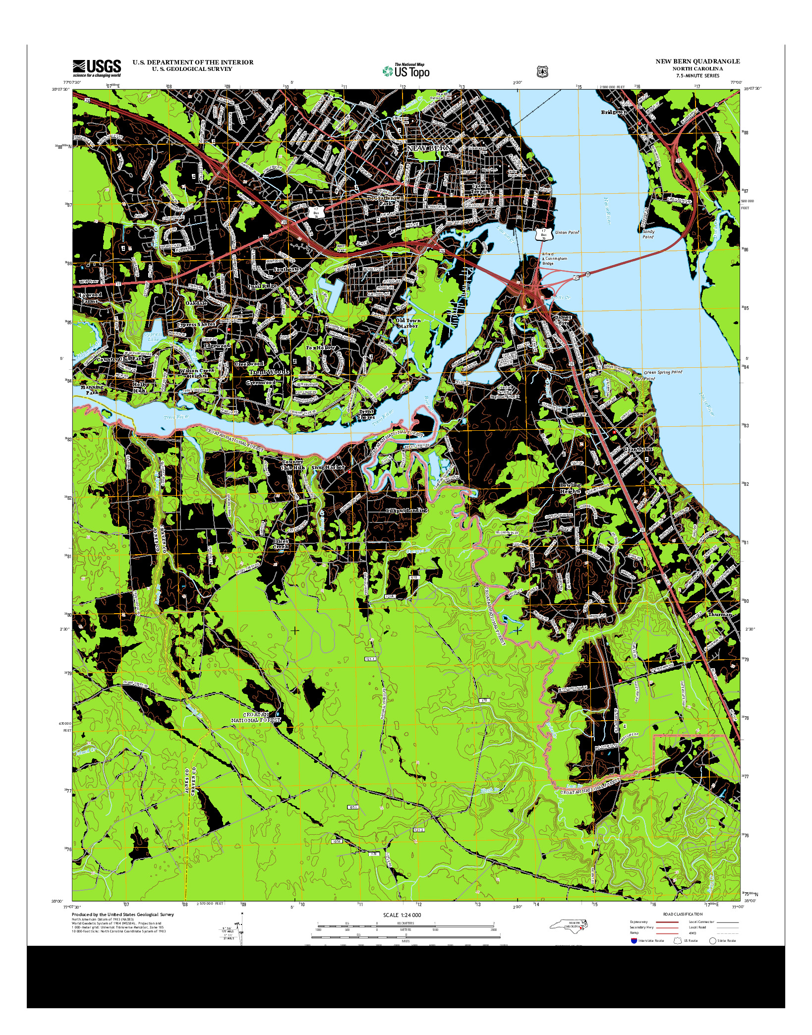 USGS US TOPO 7.5-MINUTE MAP FOR NEW BERN, NC 2013