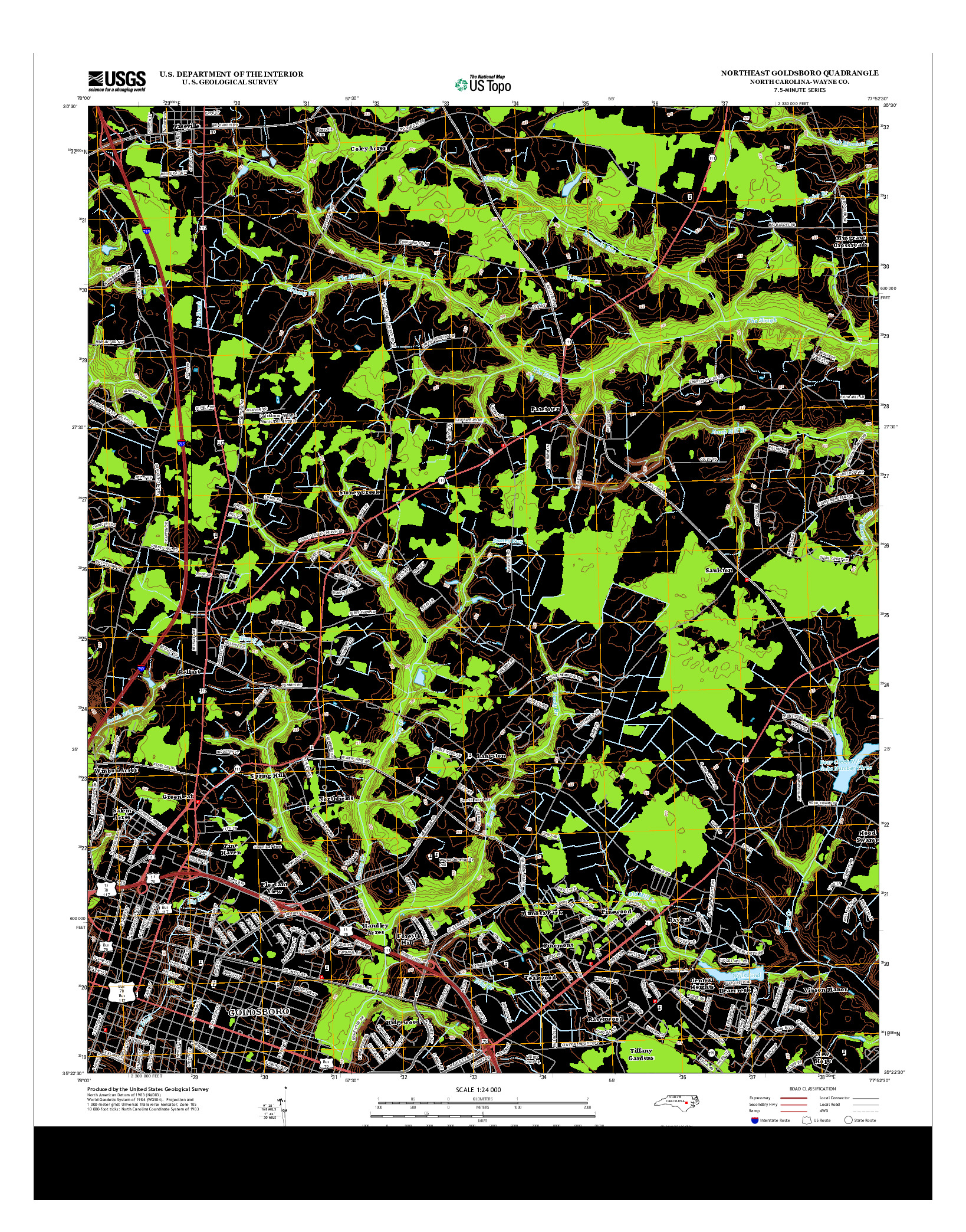 USGS US TOPO 7.5-MINUTE MAP FOR NORTHEAST GOLDSBORO, NC 2013