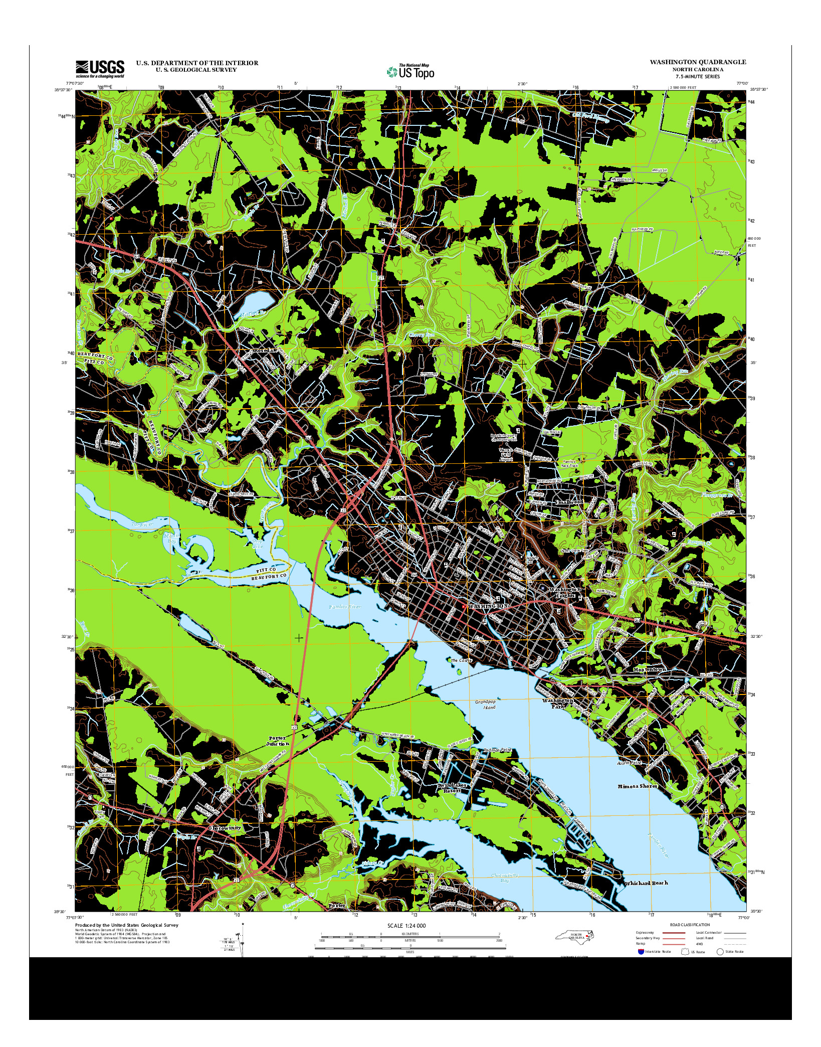 USGS US TOPO 7.5-MINUTE MAP FOR WASHINGTON, NC 2013