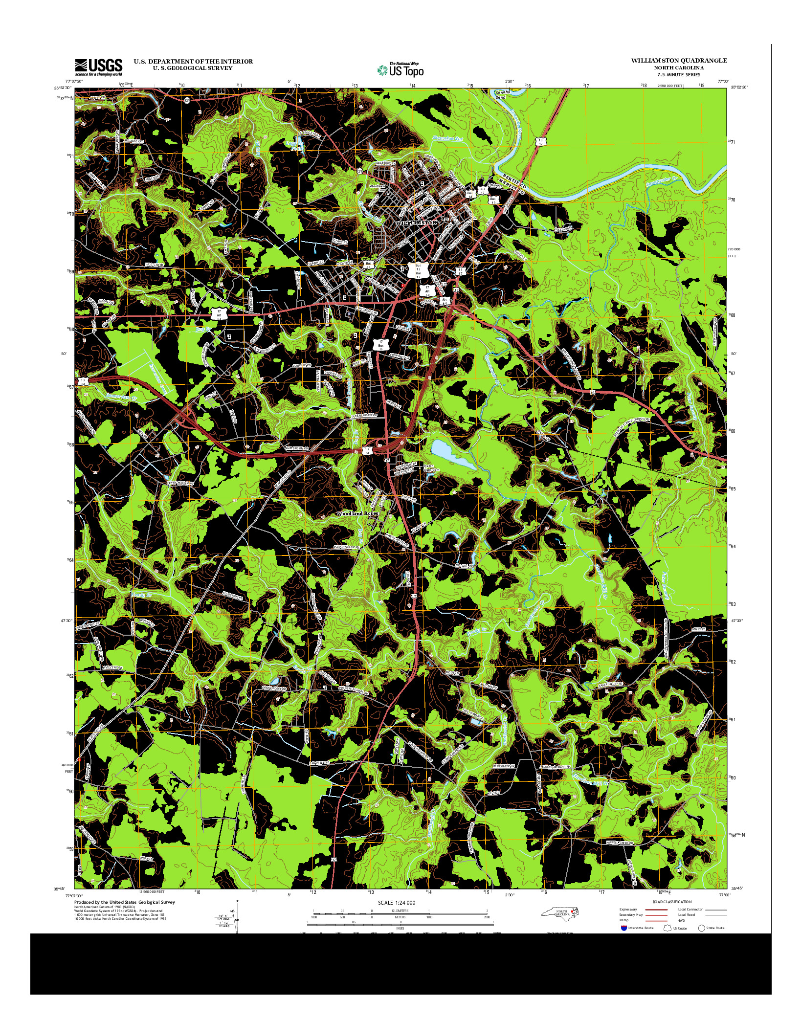 USGS US TOPO 7.5-MINUTE MAP FOR WILLIAMSTON, NC 2013