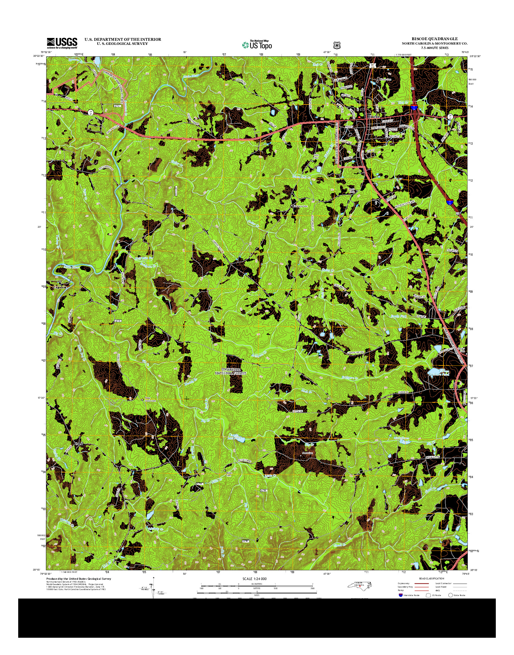 USGS US TOPO 7.5-MINUTE MAP FOR BISCOE, NC 2013