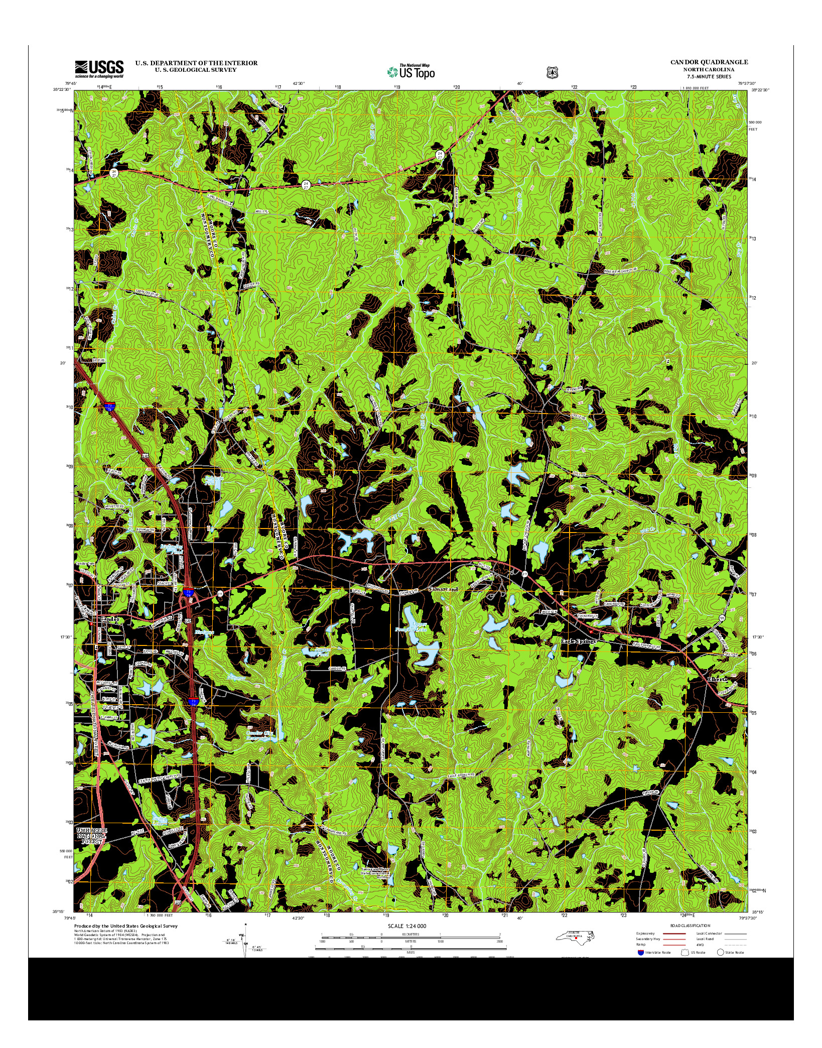 USGS US TOPO 7.5-MINUTE MAP FOR CANDOR, NC 2013