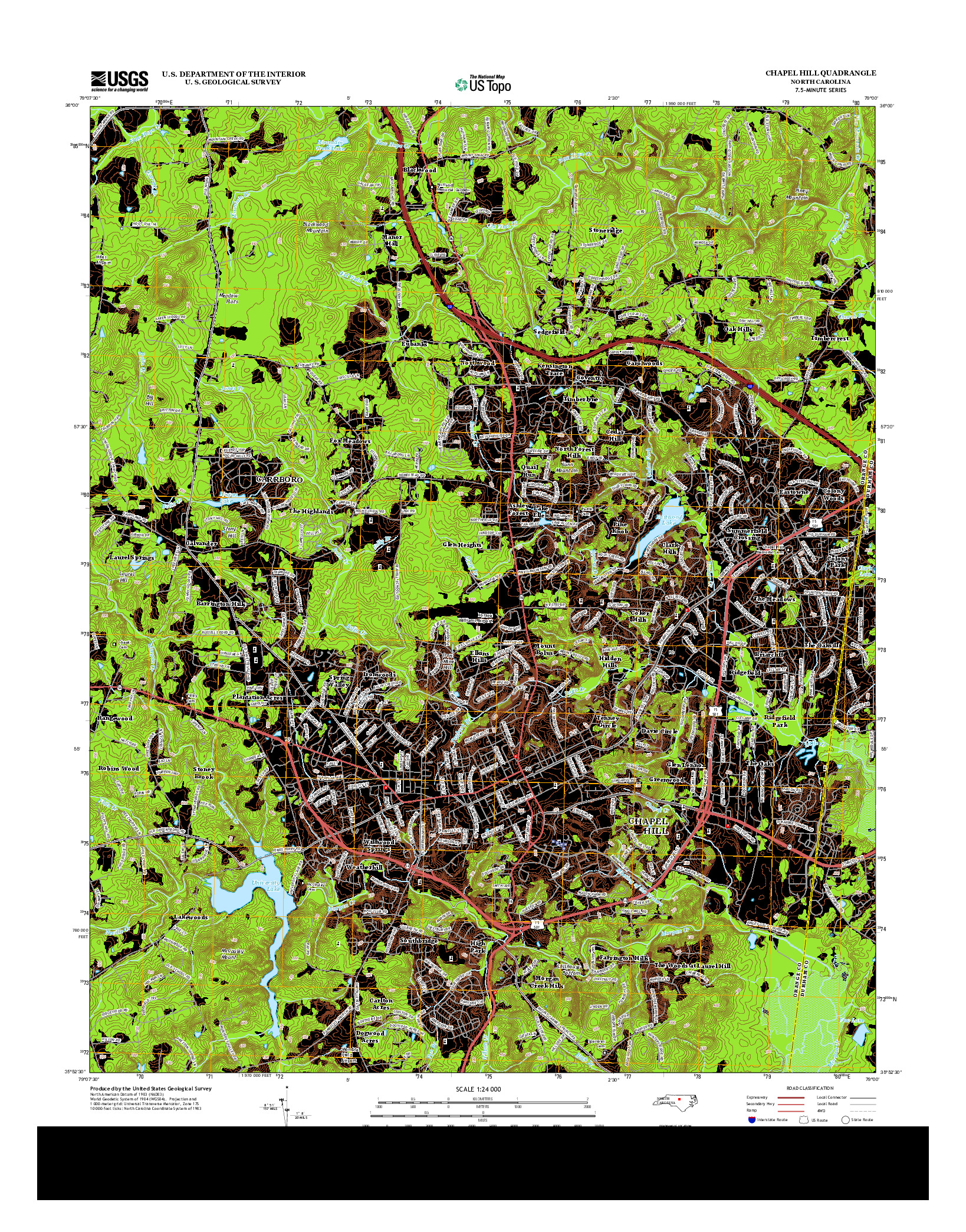 USGS US TOPO 7.5-MINUTE MAP FOR CHAPEL HILL, NC 2013