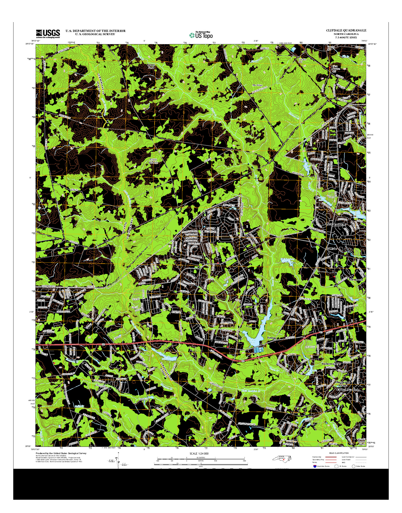 USGS US TOPO 7.5-MINUTE MAP FOR CLIFDALE, NC 2013