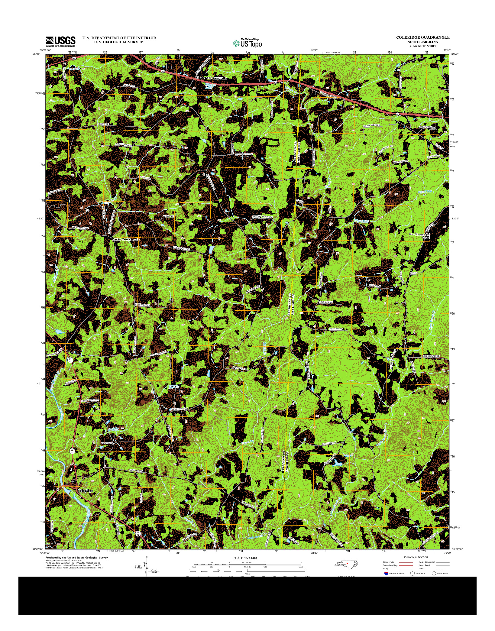 USGS US TOPO 7.5-MINUTE MAP FOR COLERIDGE, NC 2013