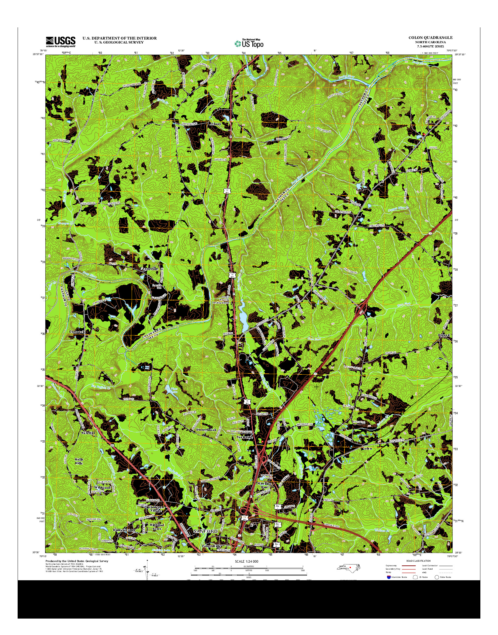 USGS US TOPO 7.5-MINUTE MAP FOR COLON, NC 2013