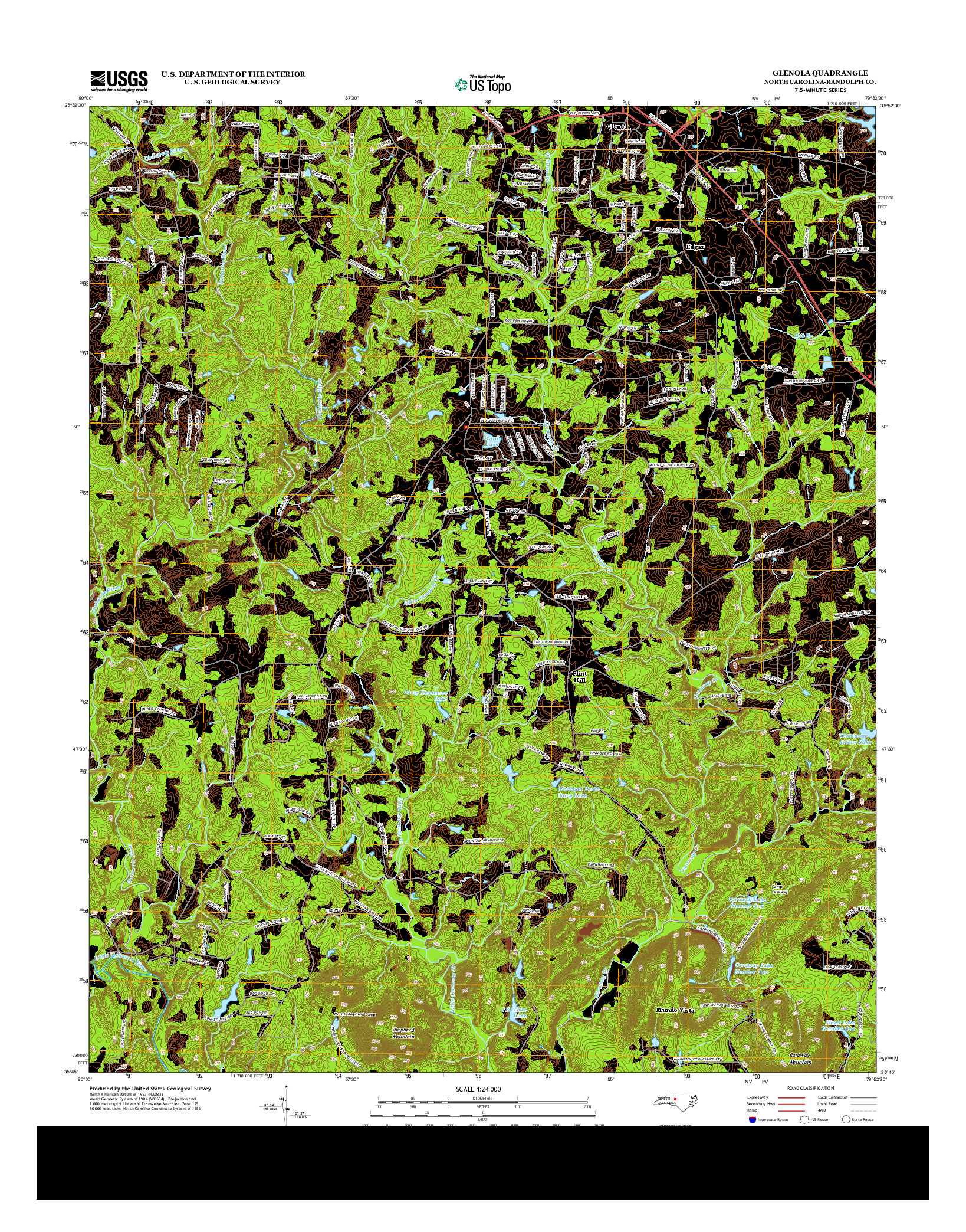 USGS US TOPO 7.5-MINUTE MAP FOR GLENOLA, NC 2013