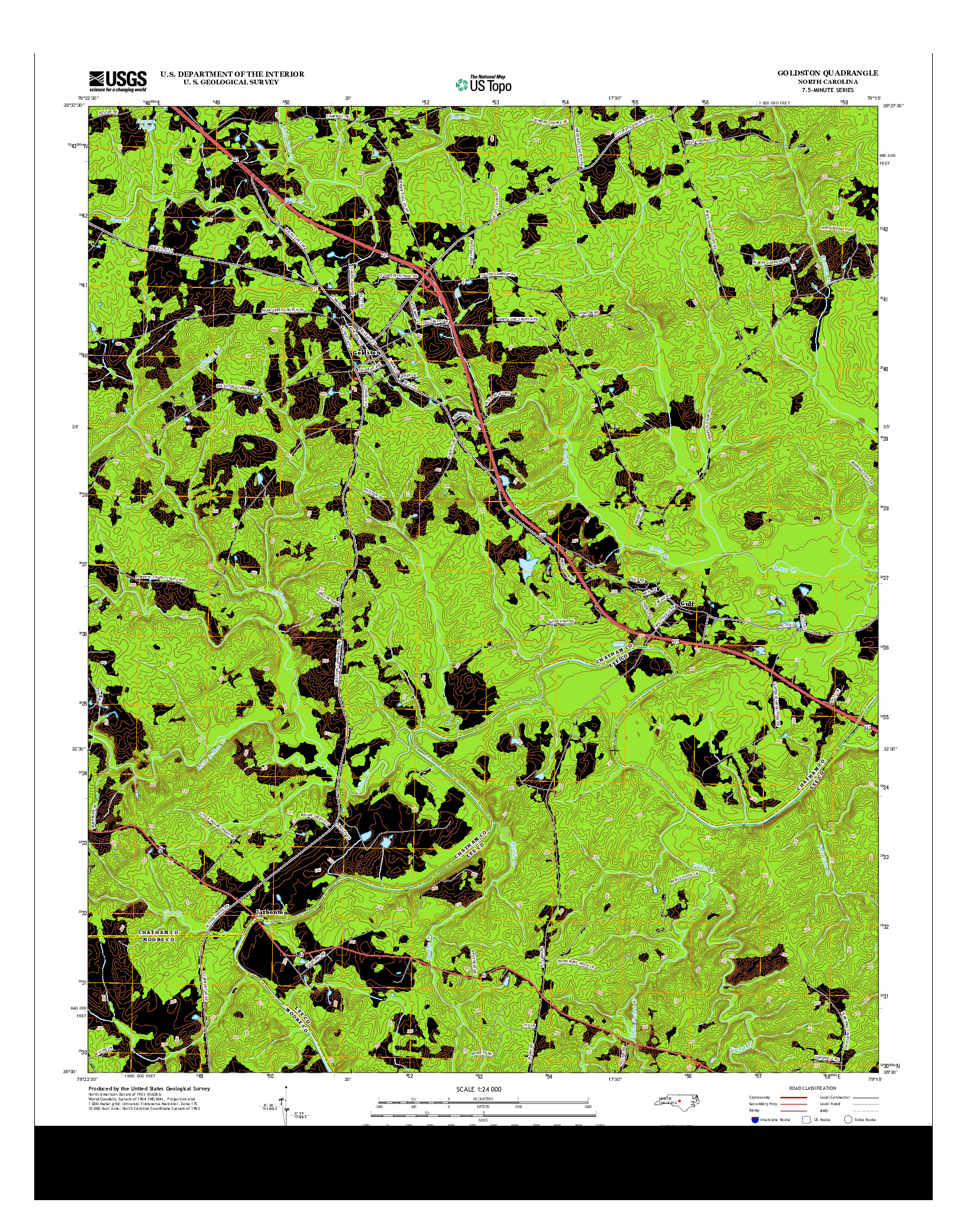 USGS US TOPO 7.5-MINUTE MAP FOR GOLDSTON, NC 2013