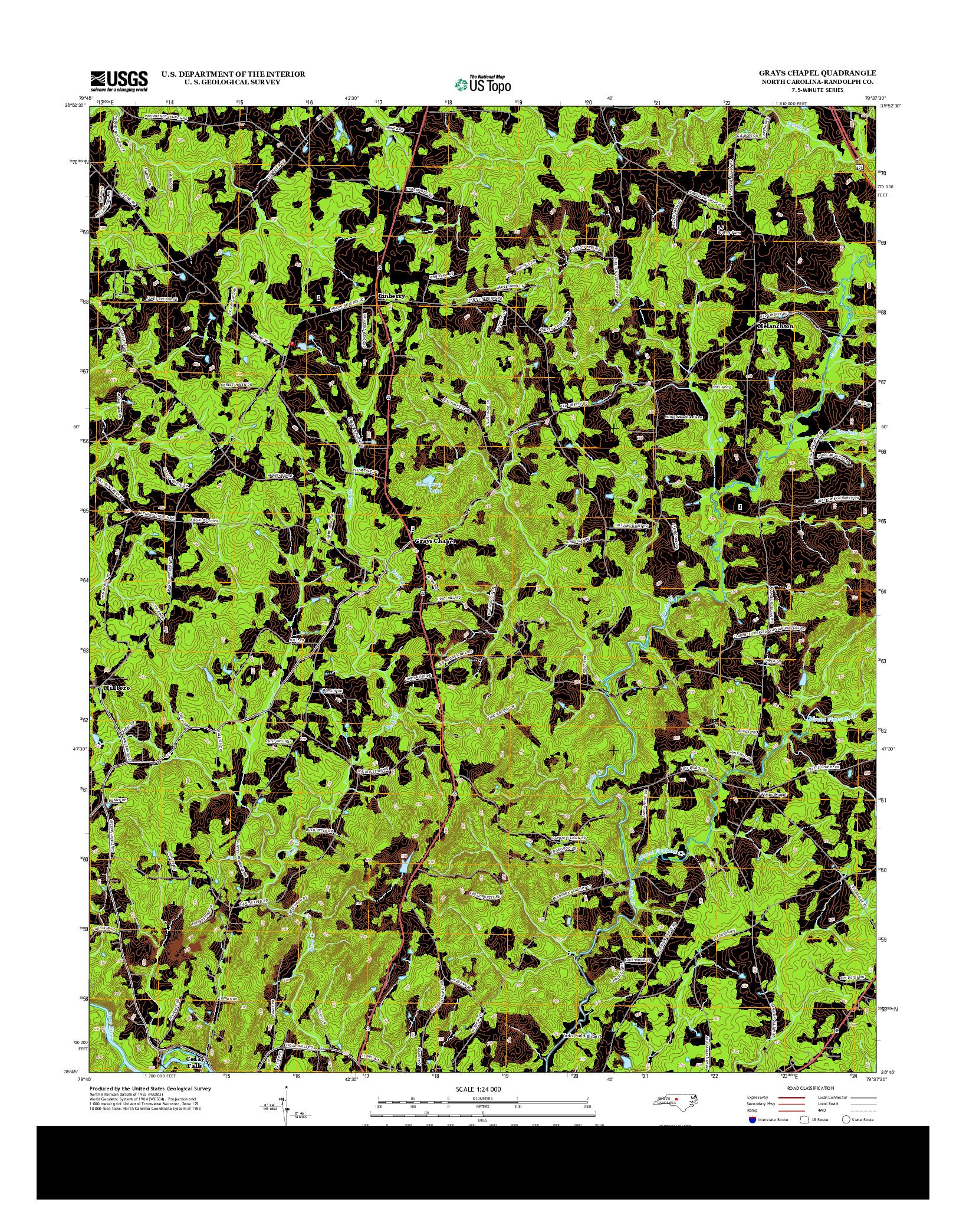 USGS US TOPO 7.5-MINUTE MAP FOR GRAYS CHAPEL, NC 2013