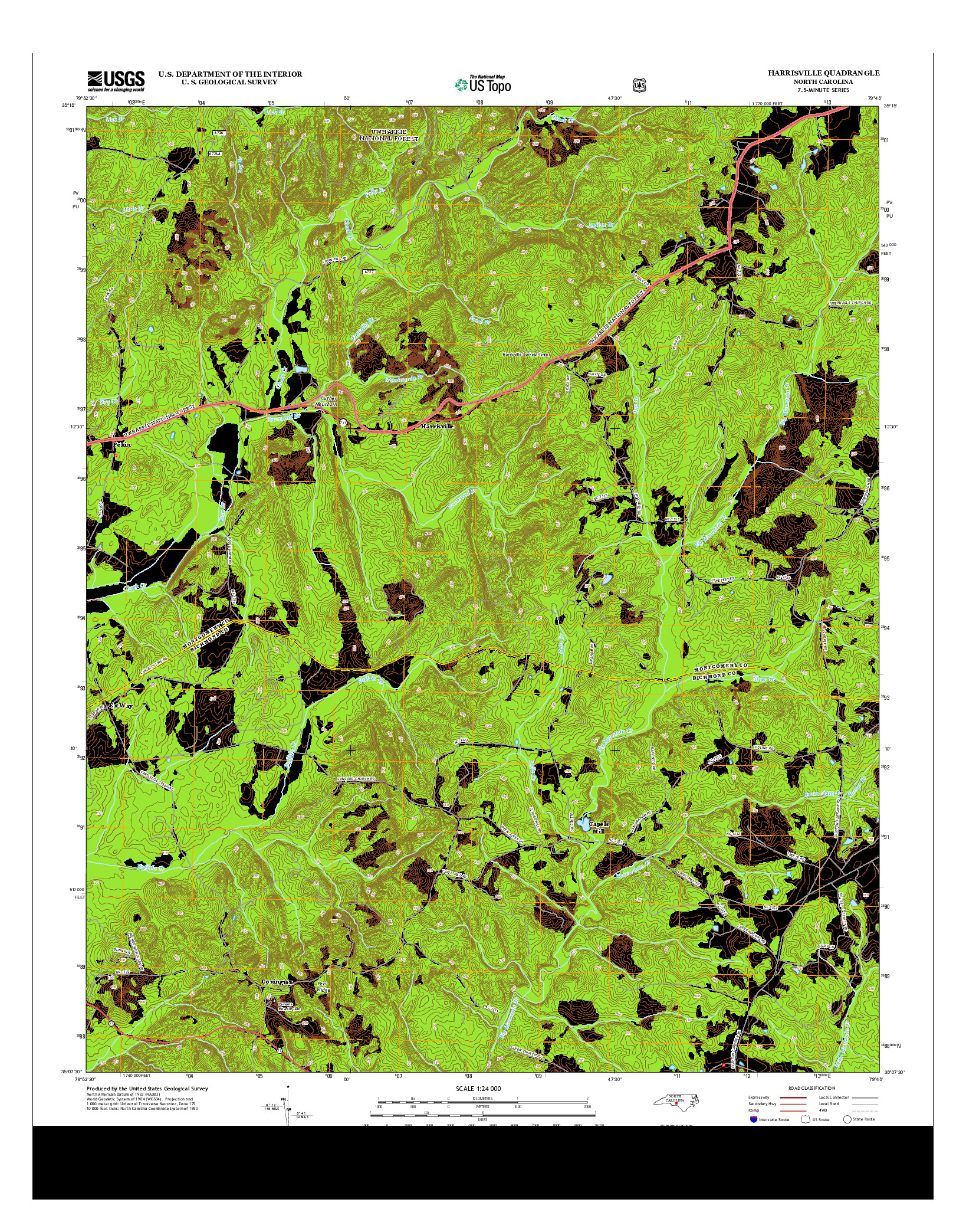 USGS US TOPO 7.5-MINUTE MAP FOR HARRISVILLE, NC 2013